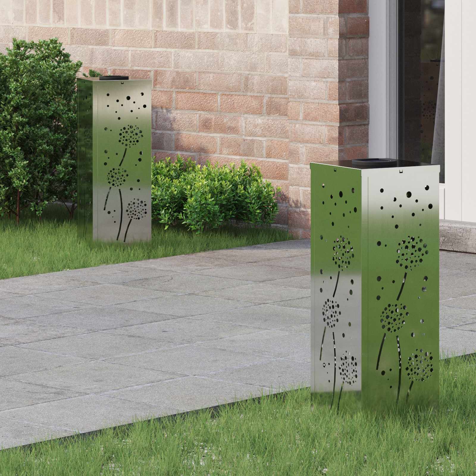 vidaXL Solar LED Pad Licht 2 pcs Zwart Koudgewalst staal