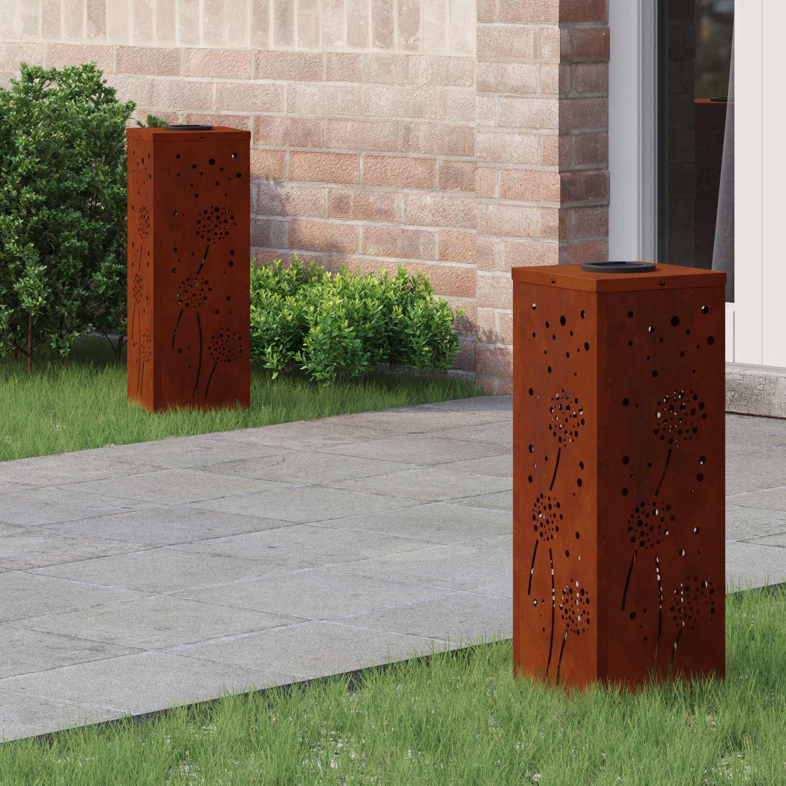 vidaXL Solar LED Pad Licht 2 pcs Zwart Koudgewalst staal