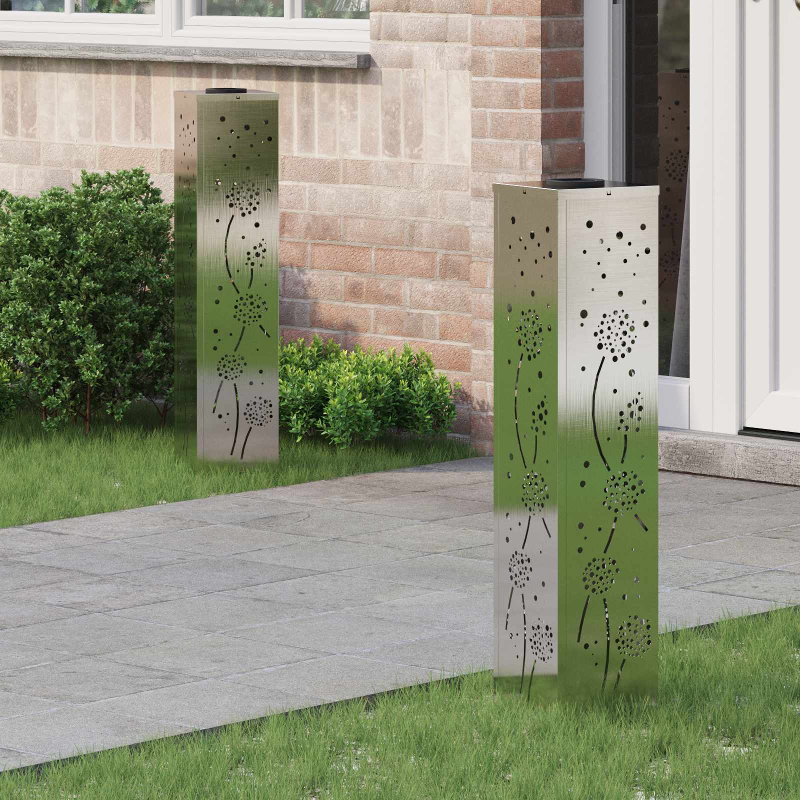 vidaXL Solar LED Pad Licht 2 pcs Zwart Koudgewalst staal