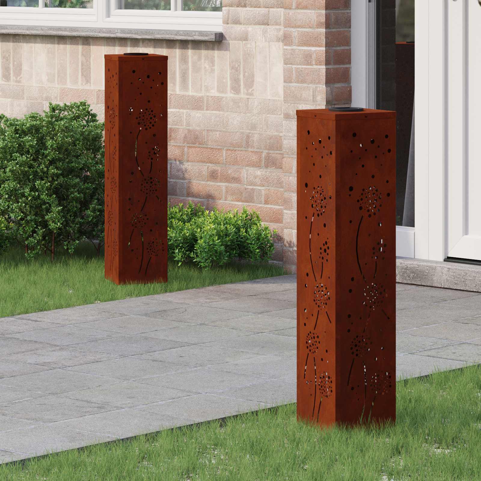 vidaXL Solar LED Pad Licht 2 pcs Zwart Koudgewalst staal