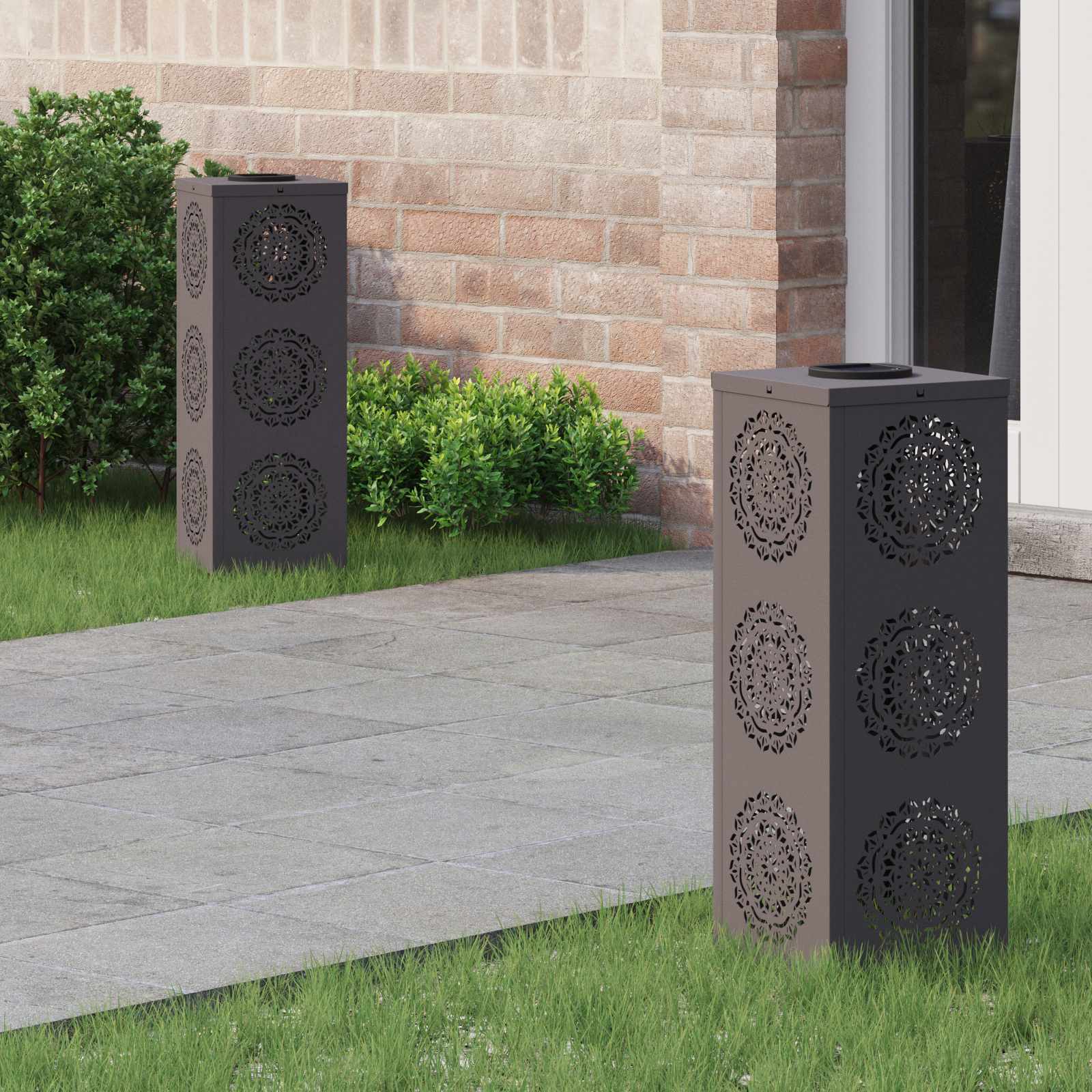 vidaXL Solar LED Pad Licht 2 pcs Zwart Koudgewalst staal