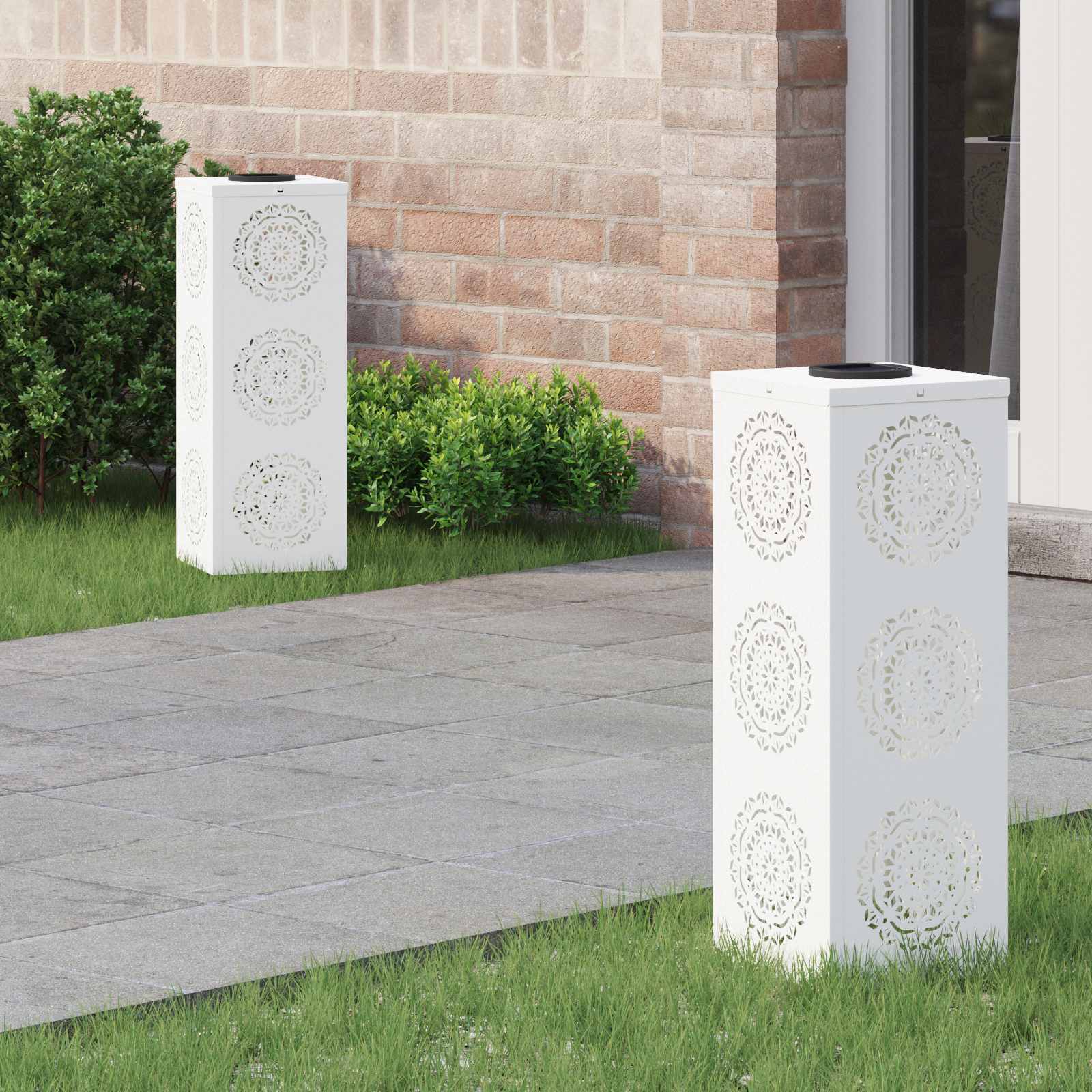 vidaXL Solar LED Pad Licht 2 pcs Zwart Koudgewalst staal