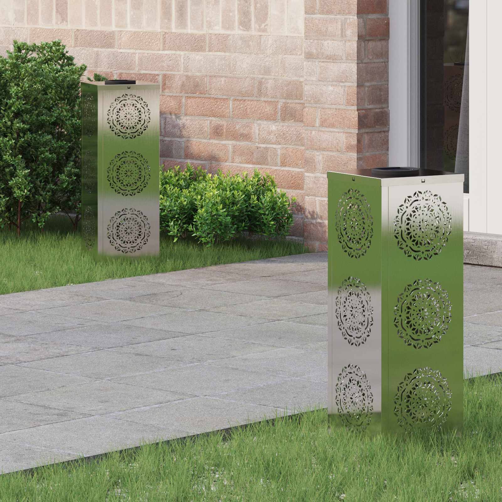 vidaXL Solar LED Pad Licht 2 pcs Zwart Koudgewalst staal