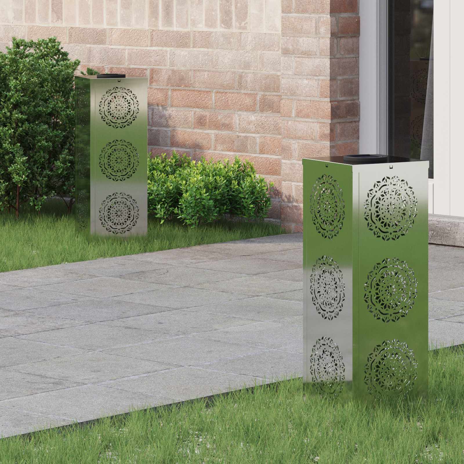 vidaXL Solar LED Pad Licht 2 pcs Zwart Koudgewalst staal