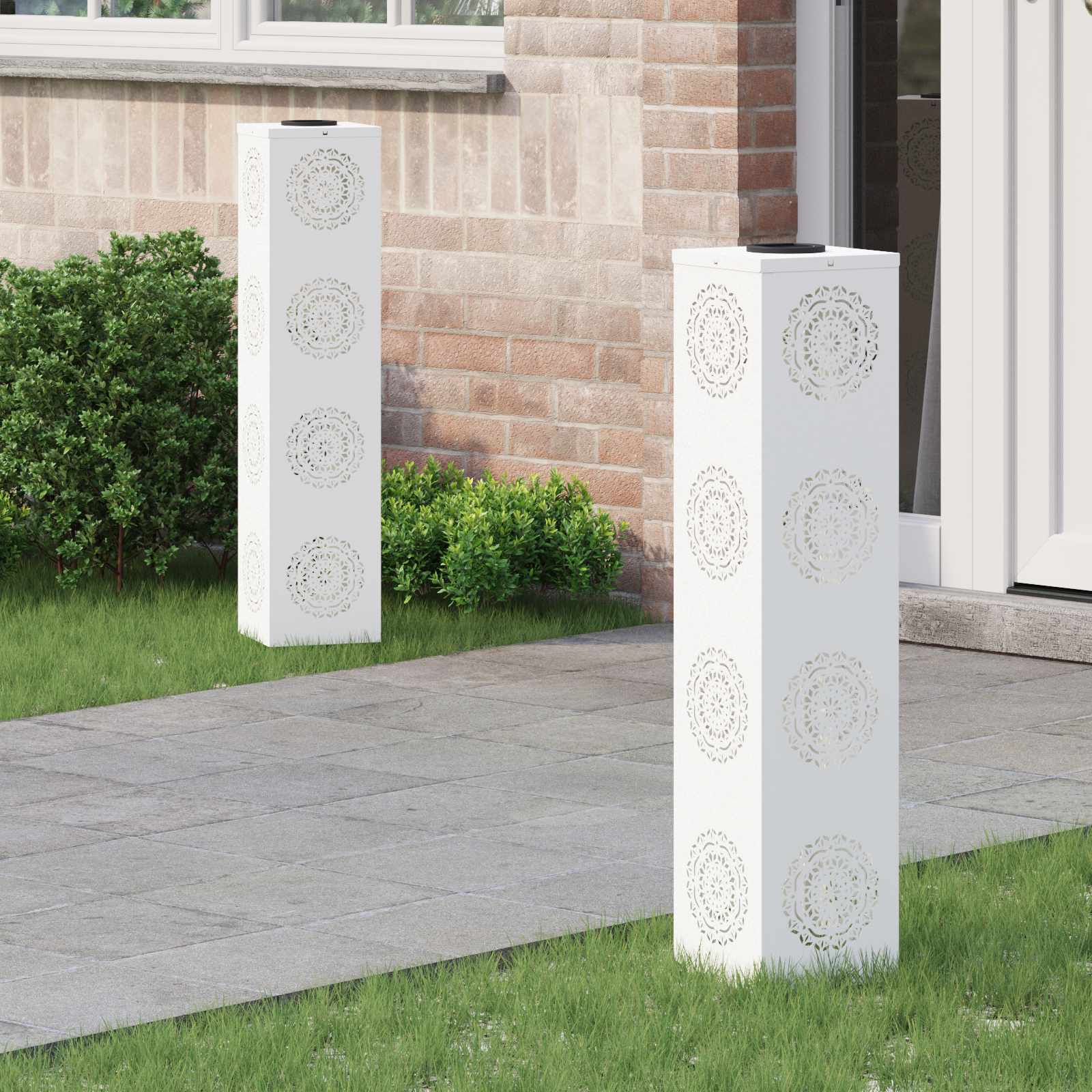 vidaXL Solar LED Pad Licht 2 pcs Zwart Koudgewalst staal