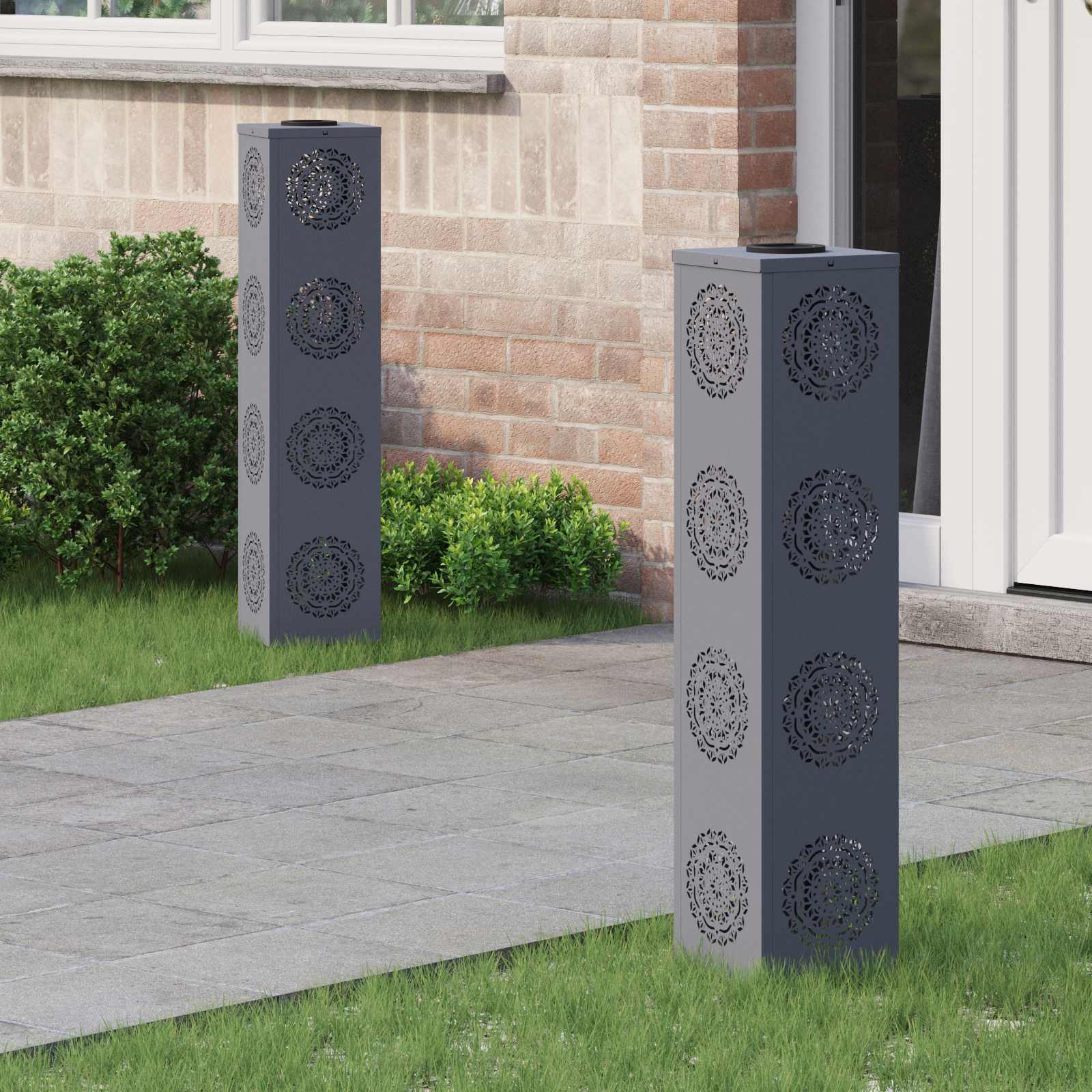 vidaXL Solar LED Pad Licht 2 pcs Zwart Koudgewalst staal