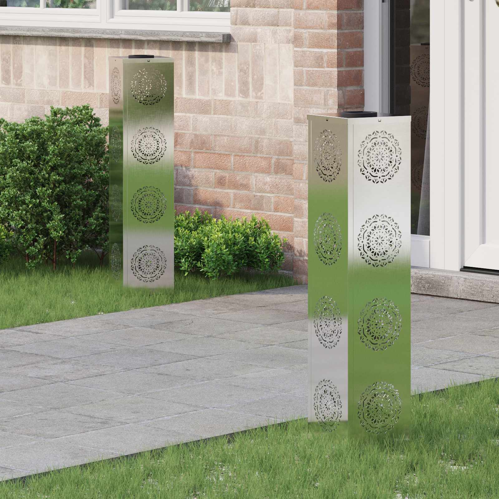 vidaXL Solar LED Pad Licht 2 pcs Zwart Koudgewalst staal