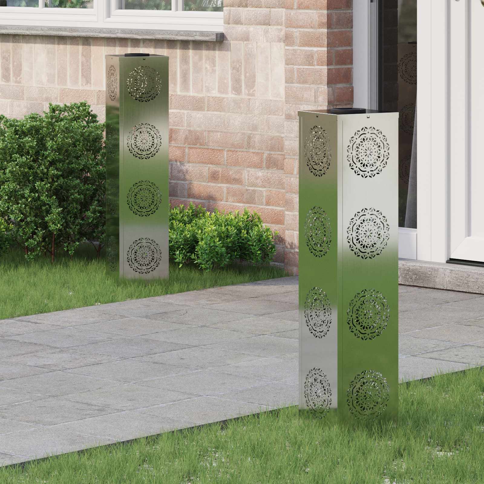 vidaXL Solar LED Pad Licht 2 pcs Zwart Koudgewalst staal