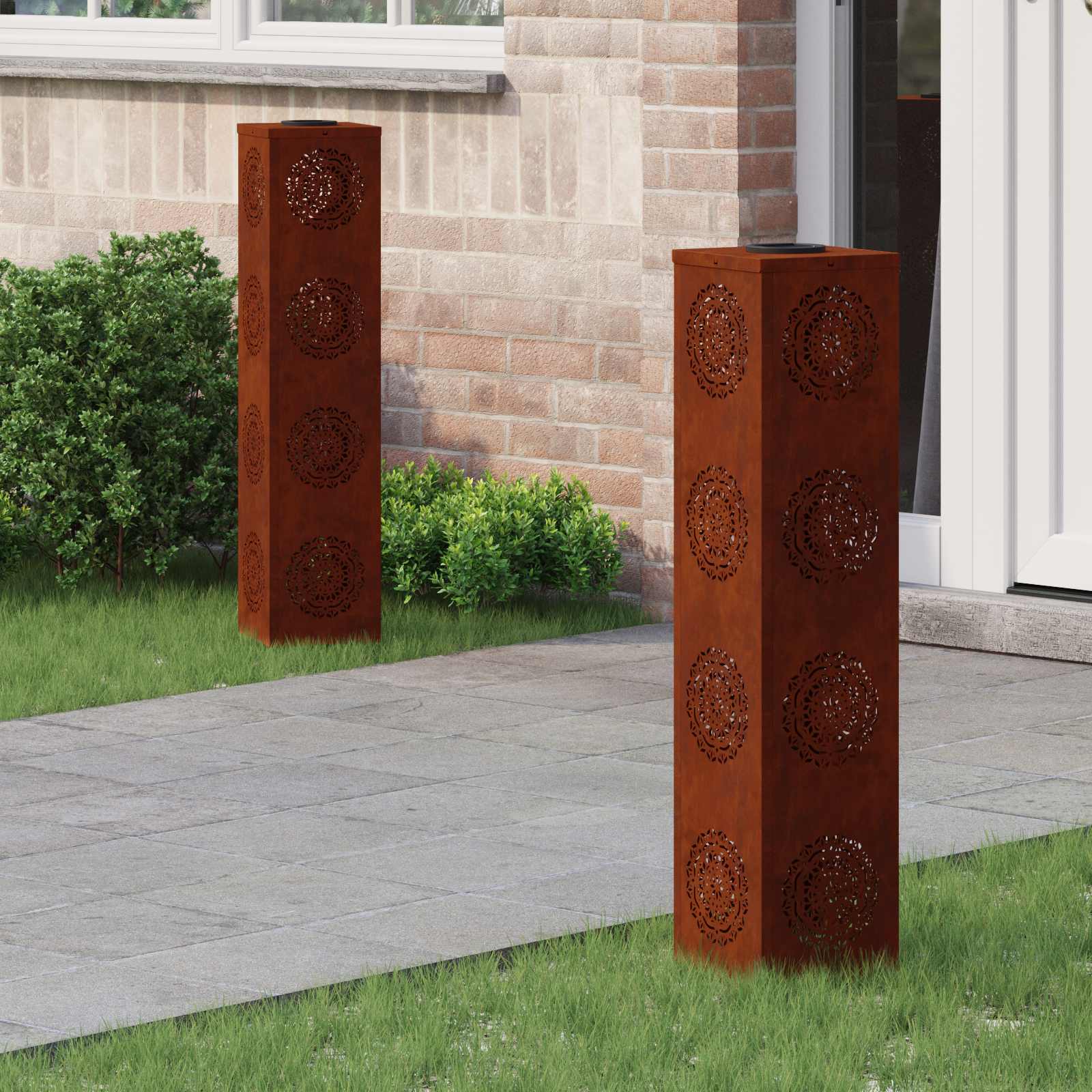 vidaXL Solar LED Pad Licht 2 pcs Zwart Koudgewalst staal