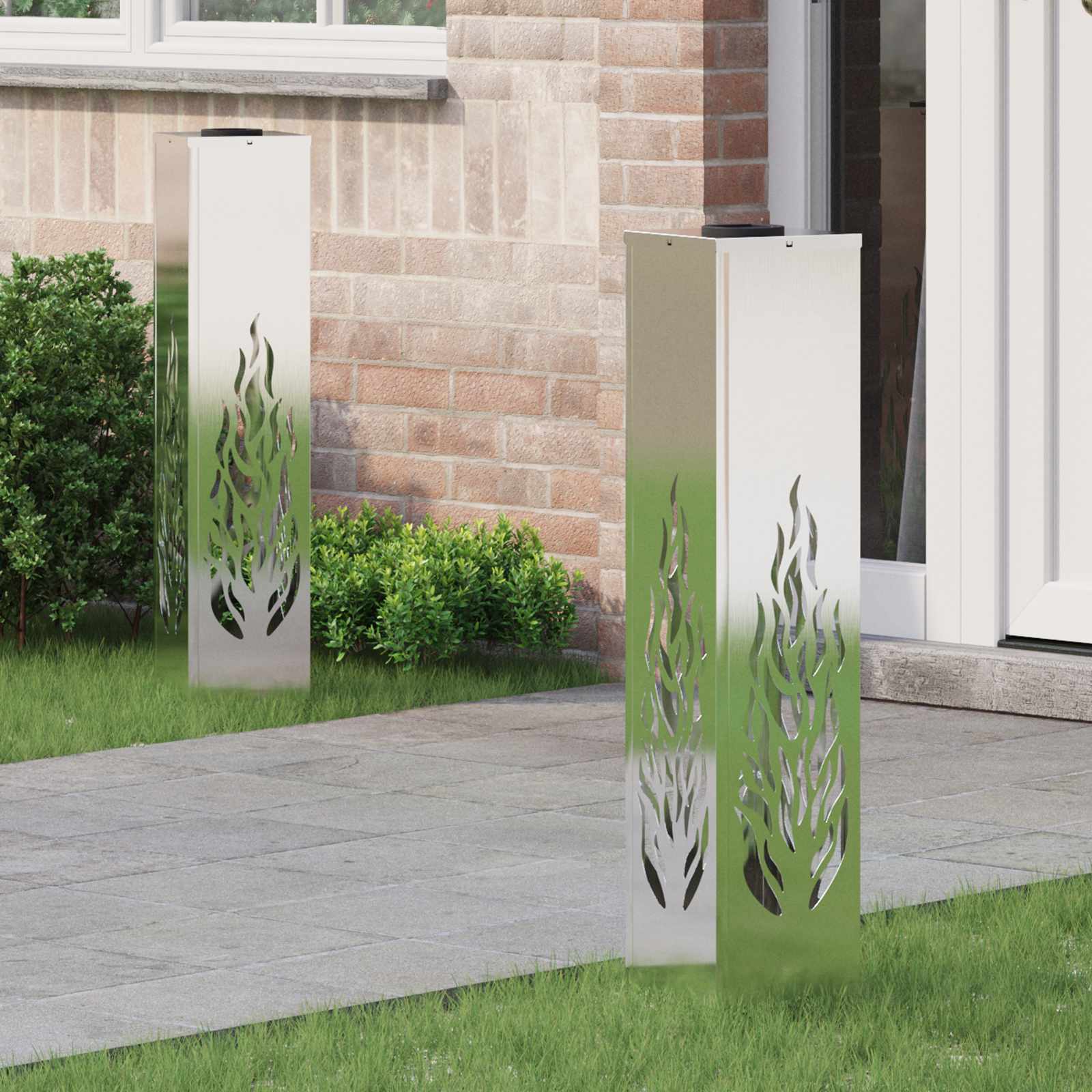vidaXL Solar LED Pad Licht 2 pcs Zwart Koudgewalst staal