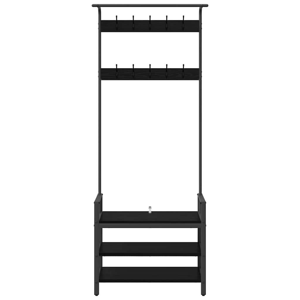 vidaXL Kapstok met plank Zwart eiken 75 x 34 x 184 cm Bewerkt hout