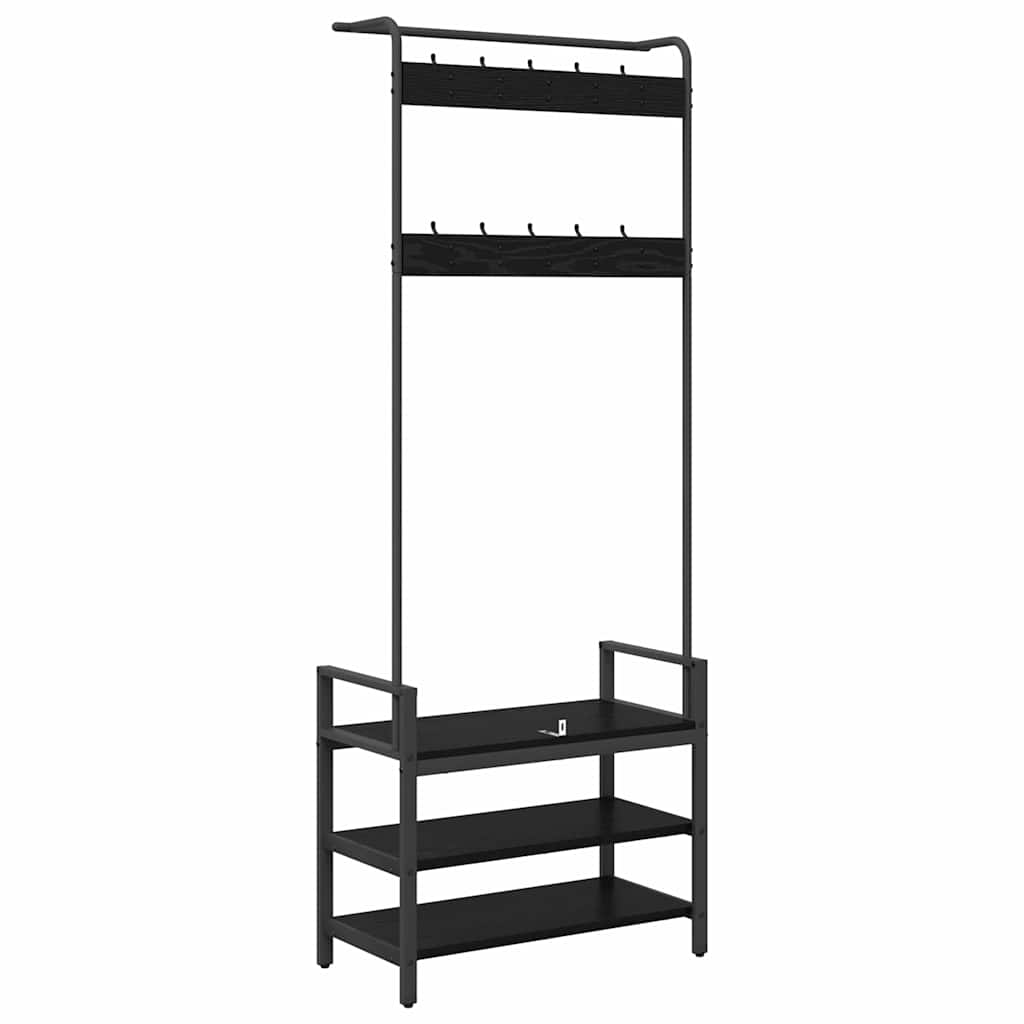 vidaXL Kapstok met plank Zwart eiken 75 x 34 x 184 cm Bewerkt hout