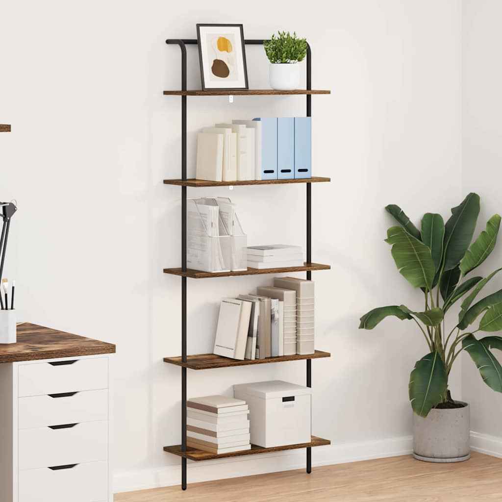 vidaXL Boekenkast Zwart eiken 60 x 24 x 168 cm Bewerkt hout