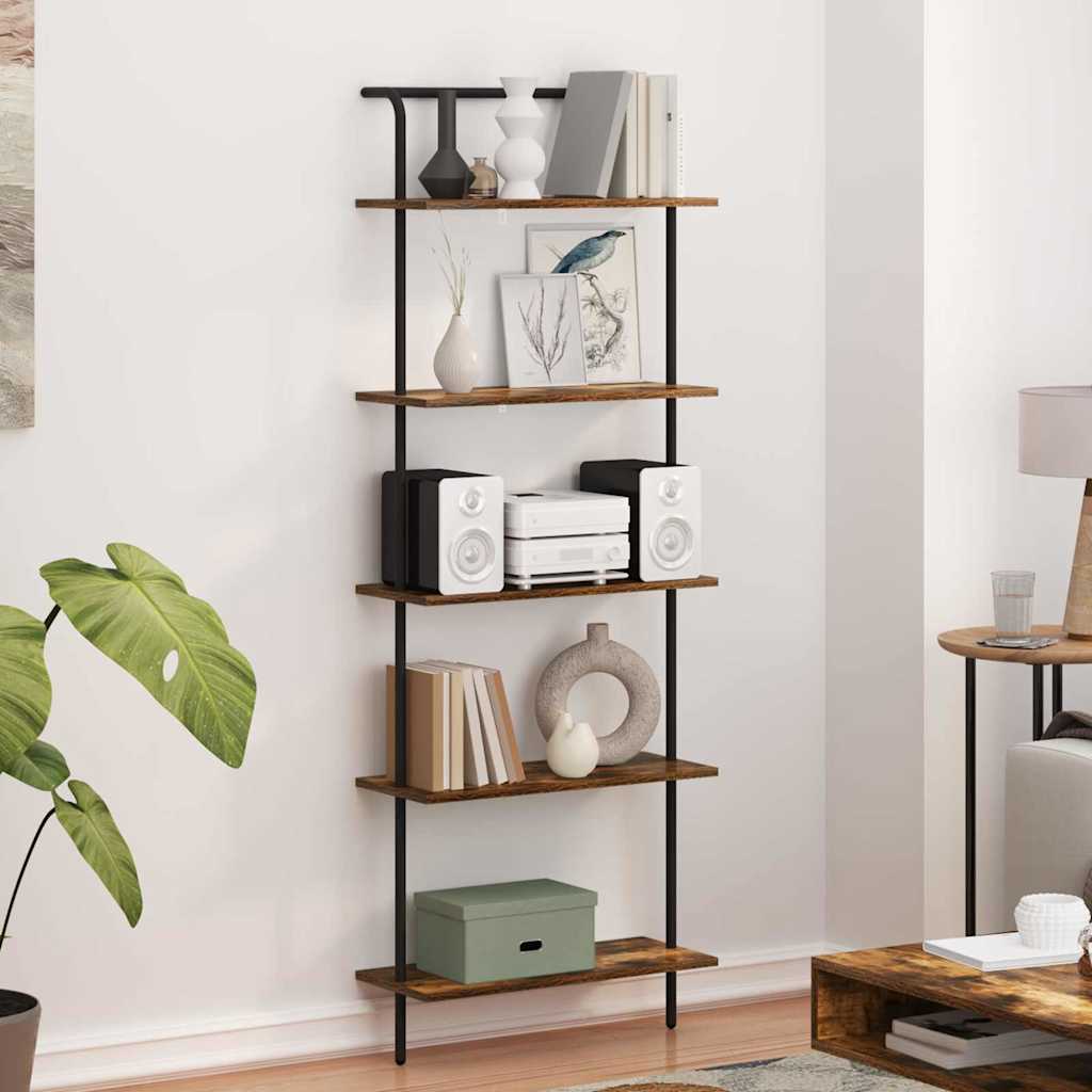 vidaXL Boekenkast Zwart eiken 60 x 24 x 168 cm Bewerkt hout