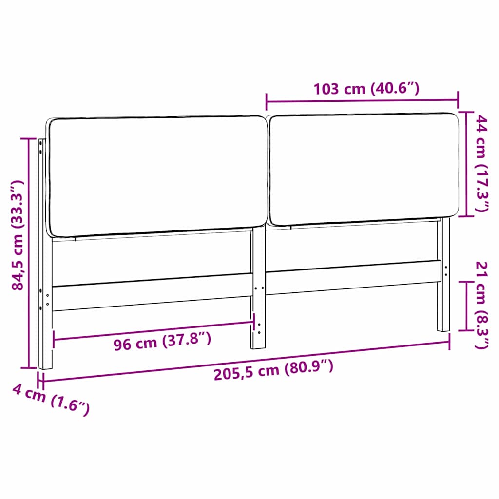 vidaXL Gestoffeerd hoofdbord Bruin en Licht Grijs 200 cm