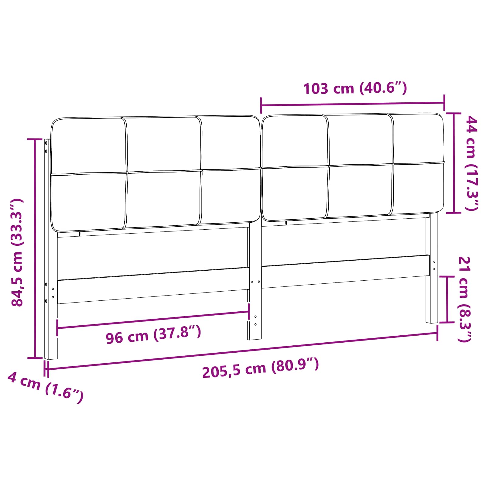 vidaXL Gestoffeerd hoofdbord Bruin en Licht Grijs 200 cm