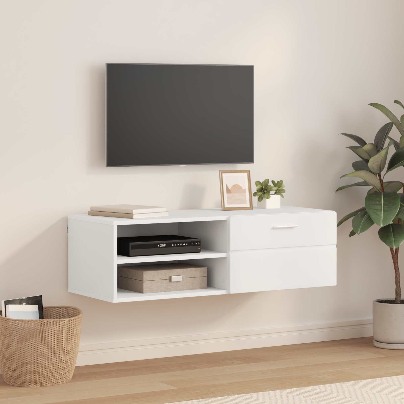 vidaXL TV-kast met lade met plank Wit 100.5 x 39 x 30 cm Bewerkt hout