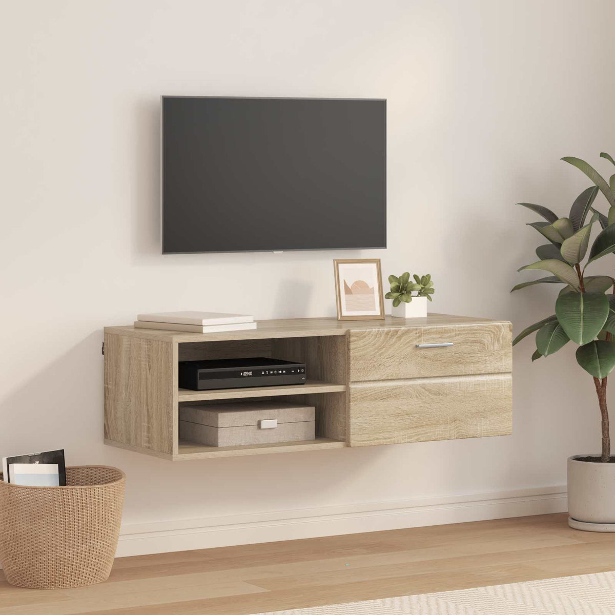 vidaXL TV-kast met lade met plank Wit 100.5 x 39 x 30 cm Bewerkt hout