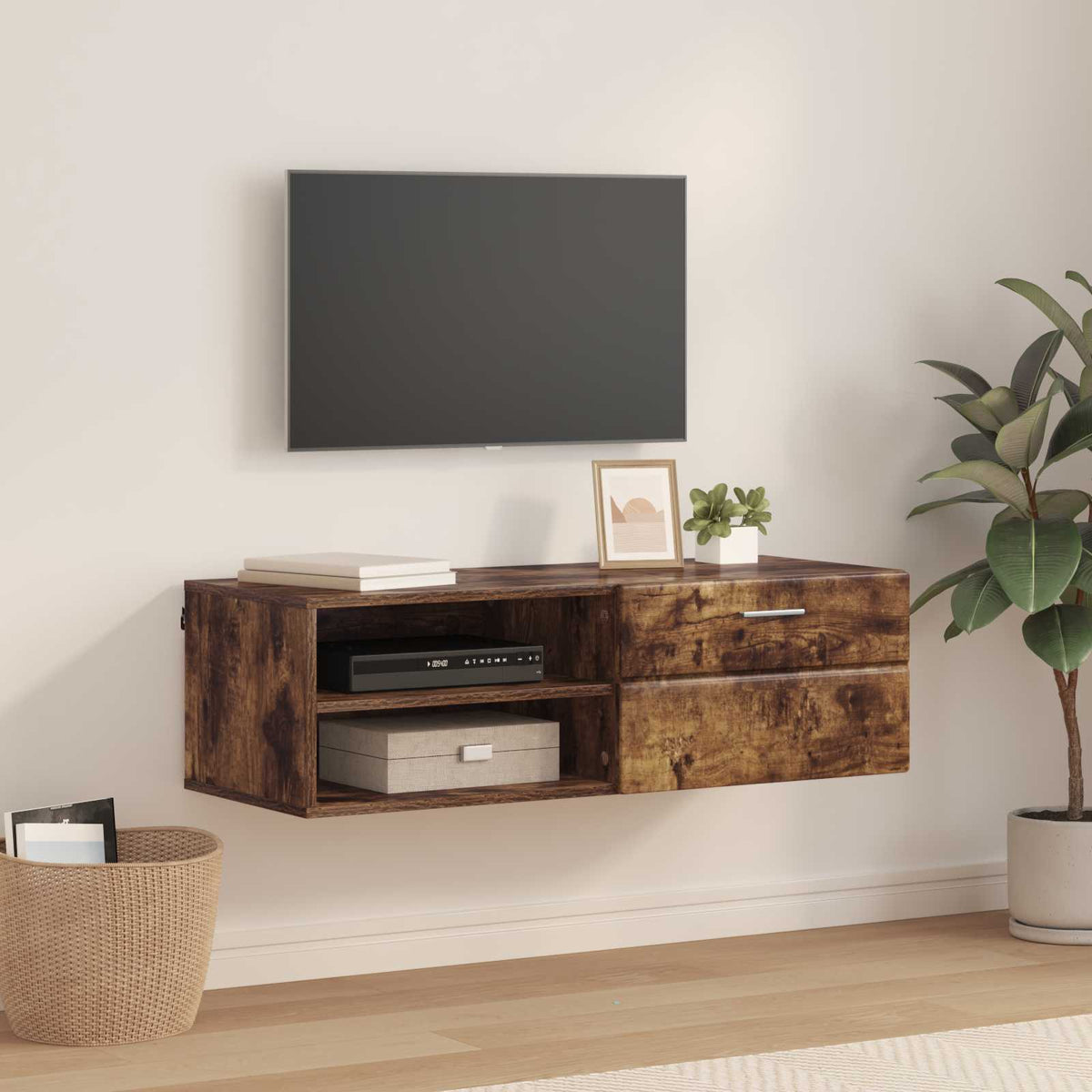 vidaXL TV-kast met lade met plank Wit 100.5 x 39 x 30 cm Bewerkt hout