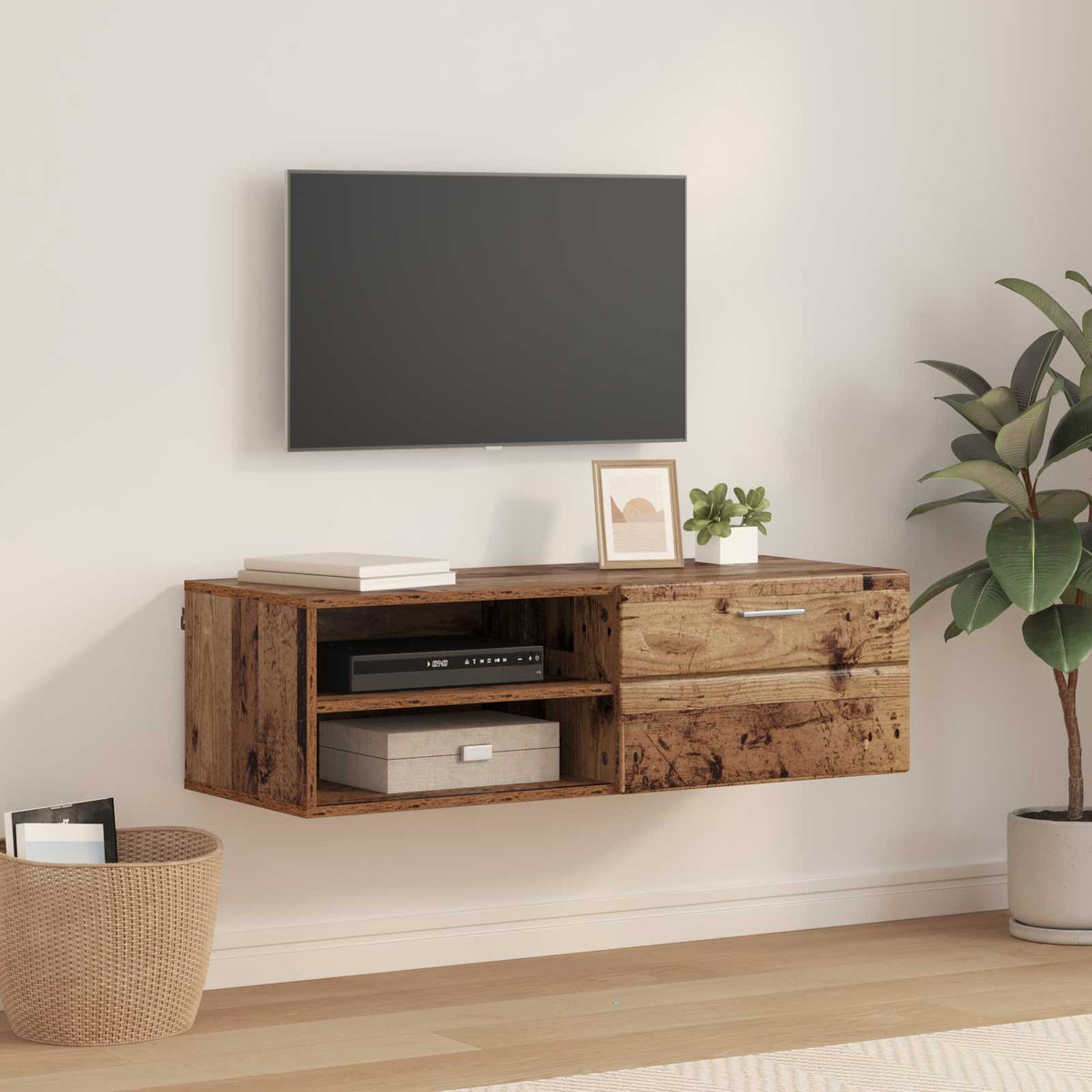vidaXL TV-kast met lade met plank Wit 100.5 x 39 x 30 cm Bewerkt hout