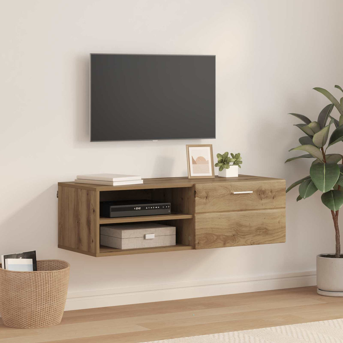 vidaXL TV-kast met lade met plank Wit 100.5 x 39 x 30 cm Bewerkt hout