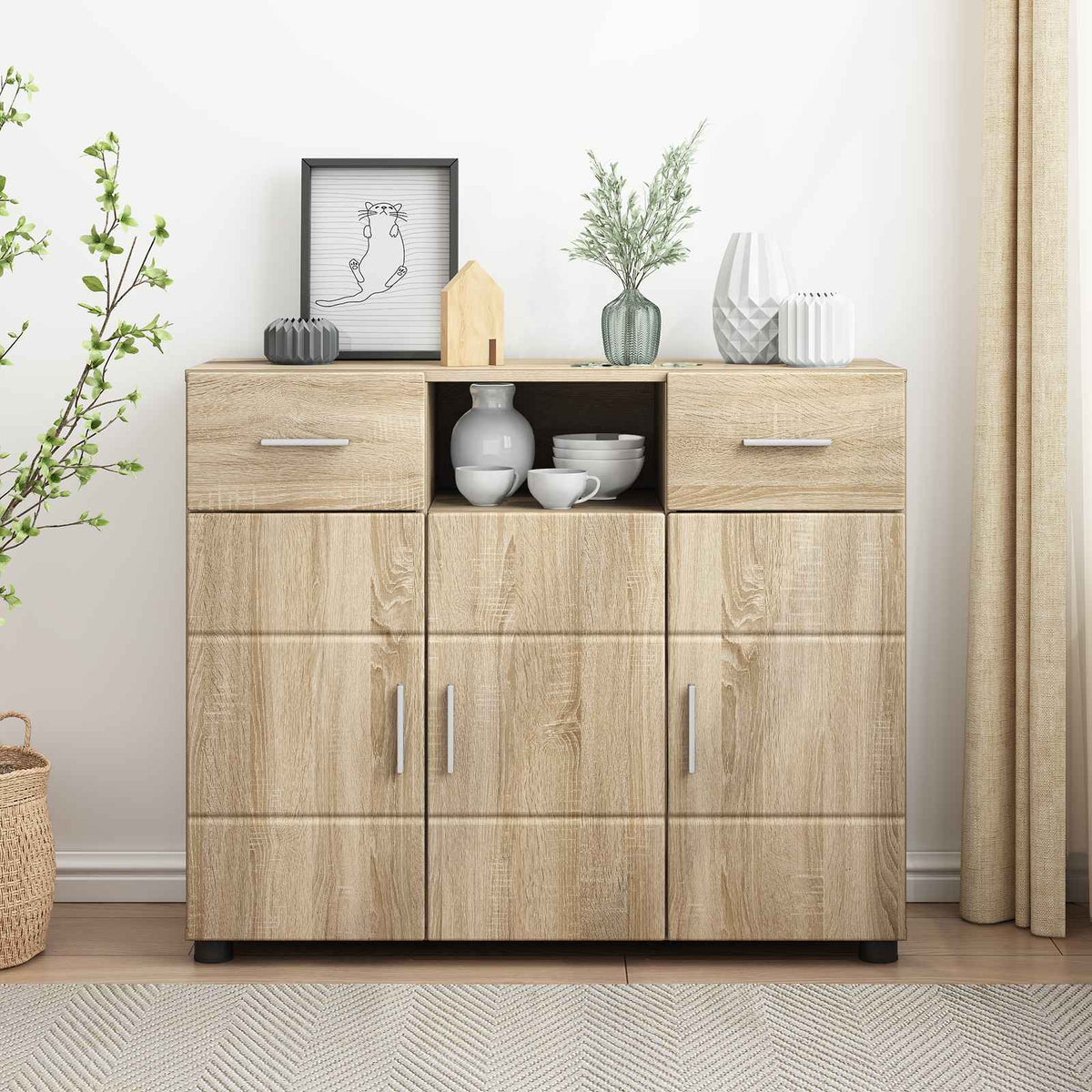 vidaXL TV-kast met lade met plank Wit 100.5 x 39 x 30 cm Bewerkt hout