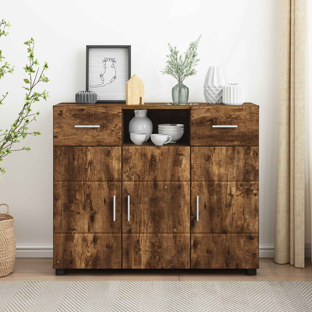 vidaXL TV-kast met lade met plank Wit 100.5 x 39 x 30 cm Bewerkt hout