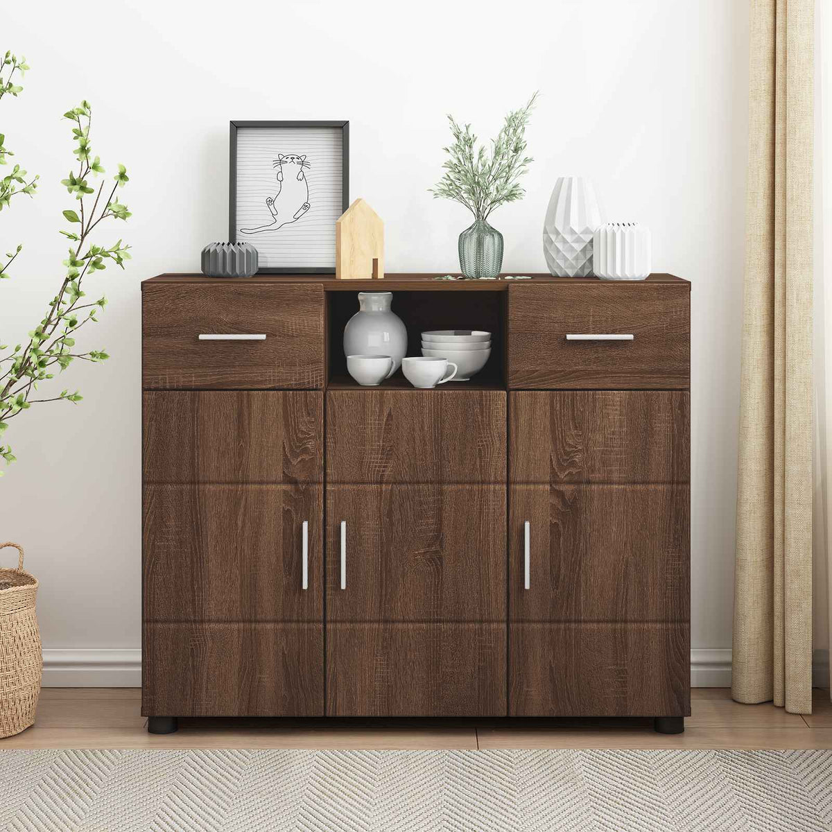 vidaXL TV-kast met lade met plank Wit 100.5 x 39 x 30 cm Bewerkt hout