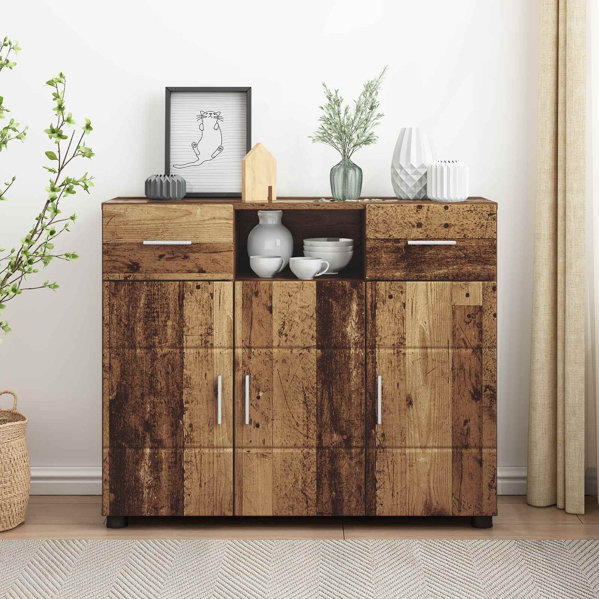 vidaXL TV-kast met lade met plank Wit 100.5 x 39 x 30 cm Bewerkt hout