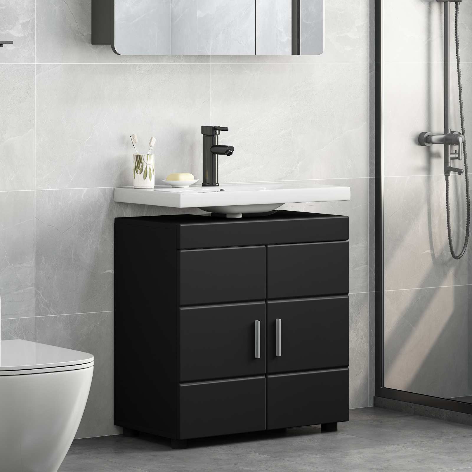 vidaXL Badkamer wastafelkast Wit 60 x 34 x 63 cm Bewerkt hout