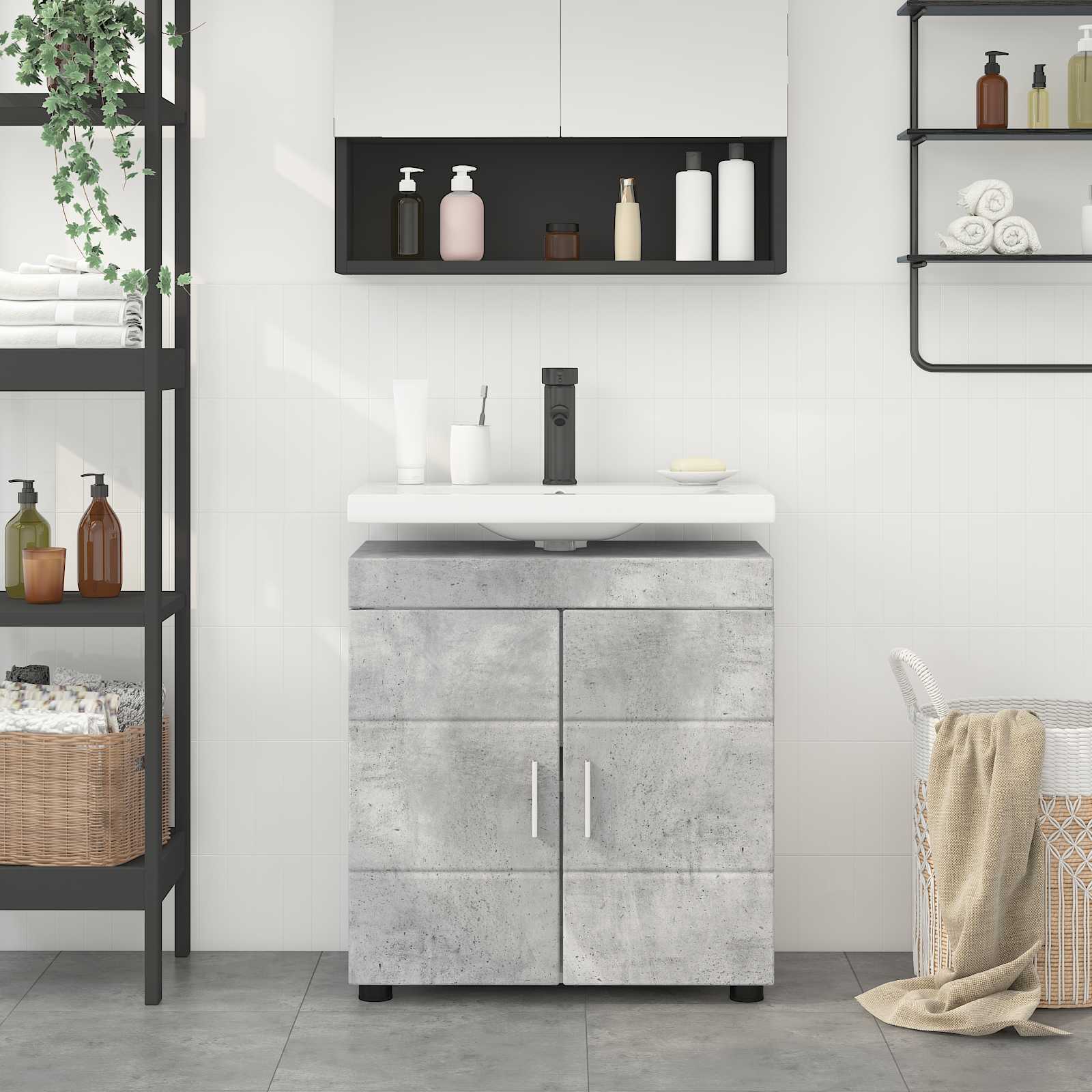 vidaXL Badkamer wastafelkast Wit 60 x 34 x 63 cm Bewerkt hout