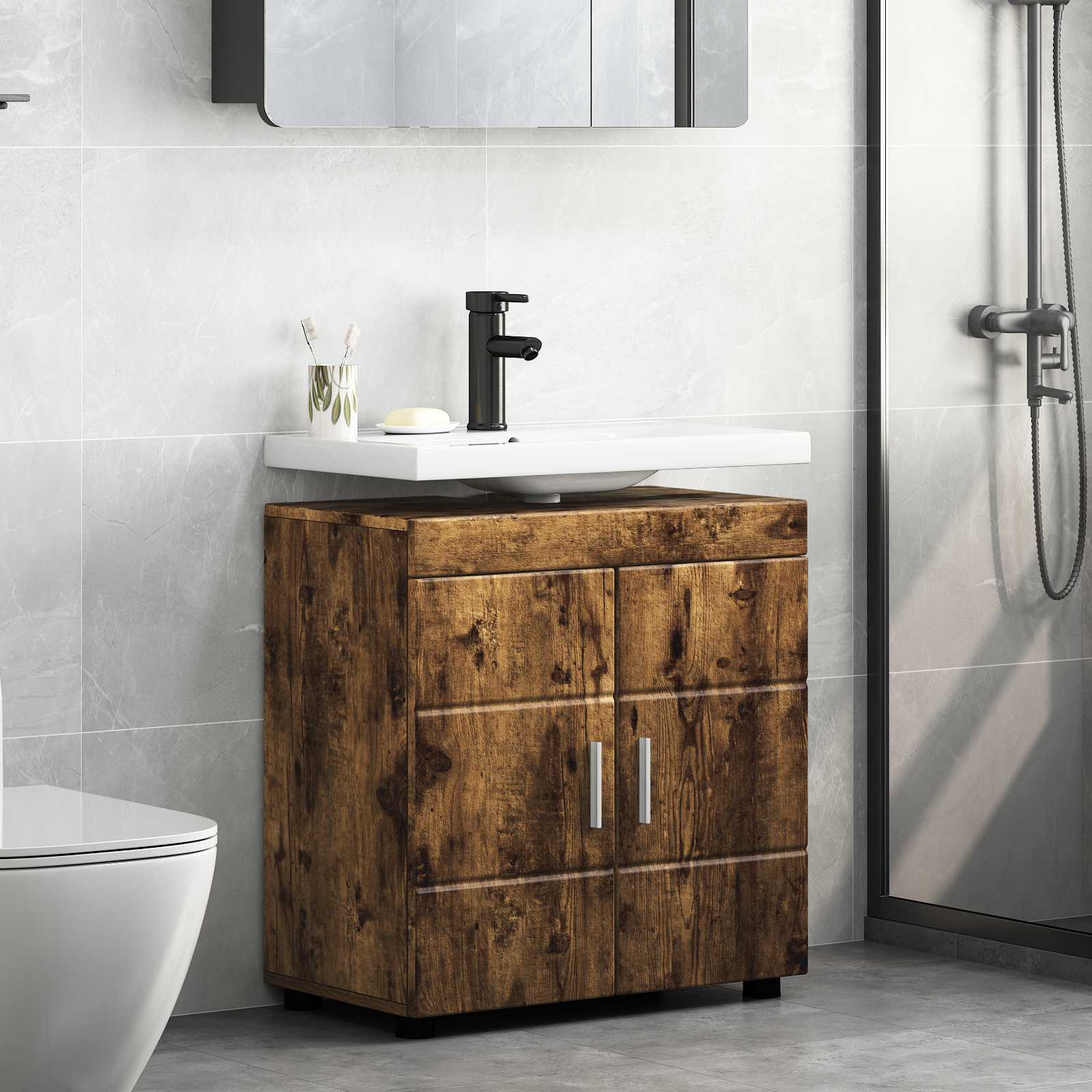 vidaXL Badkamer wastafelkast Wit 60 x 34 x 63 cm Bewerkt hout