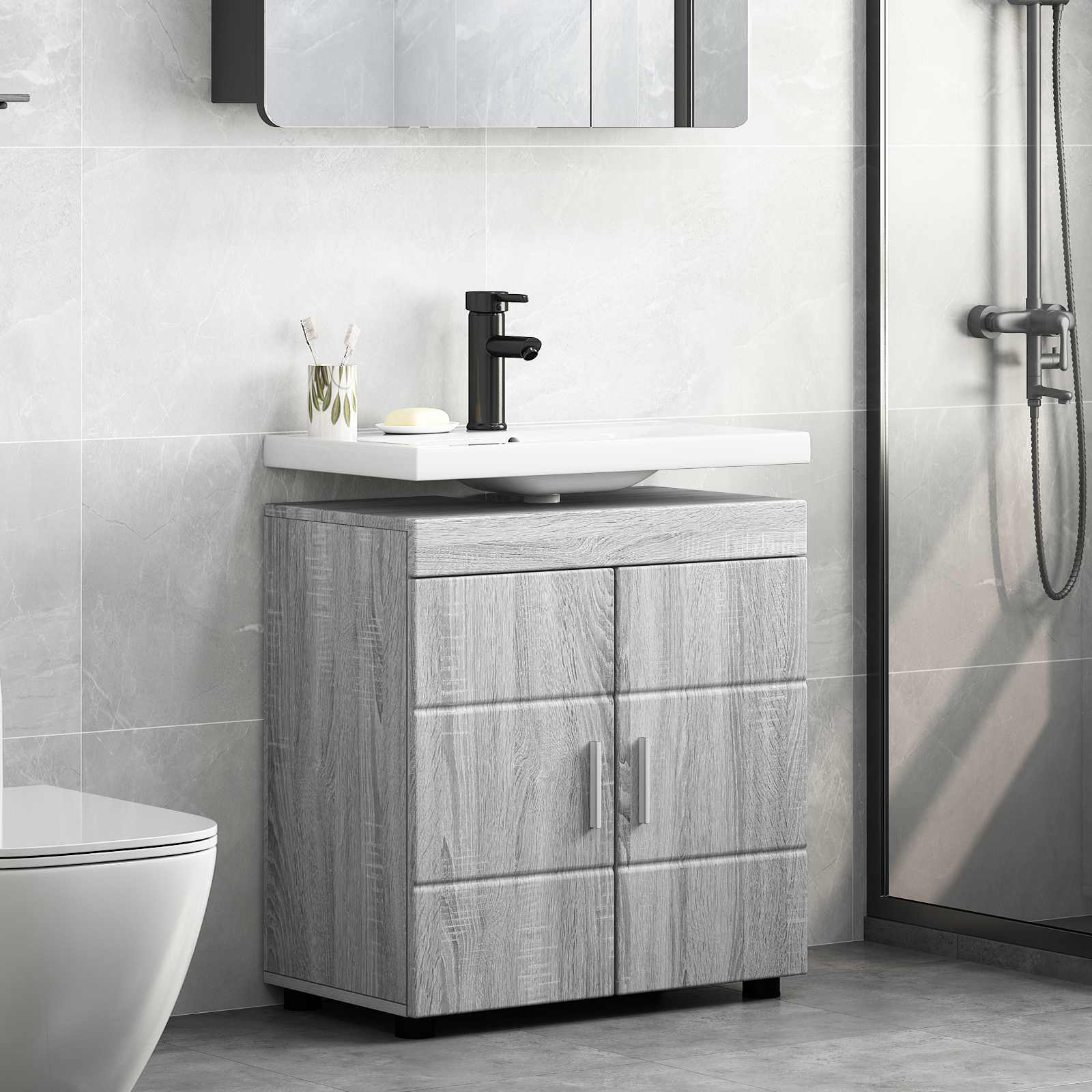 vidaXL Badkamer wastafelkast Wit 60 x 34 x 63 cm Bewerkt hout