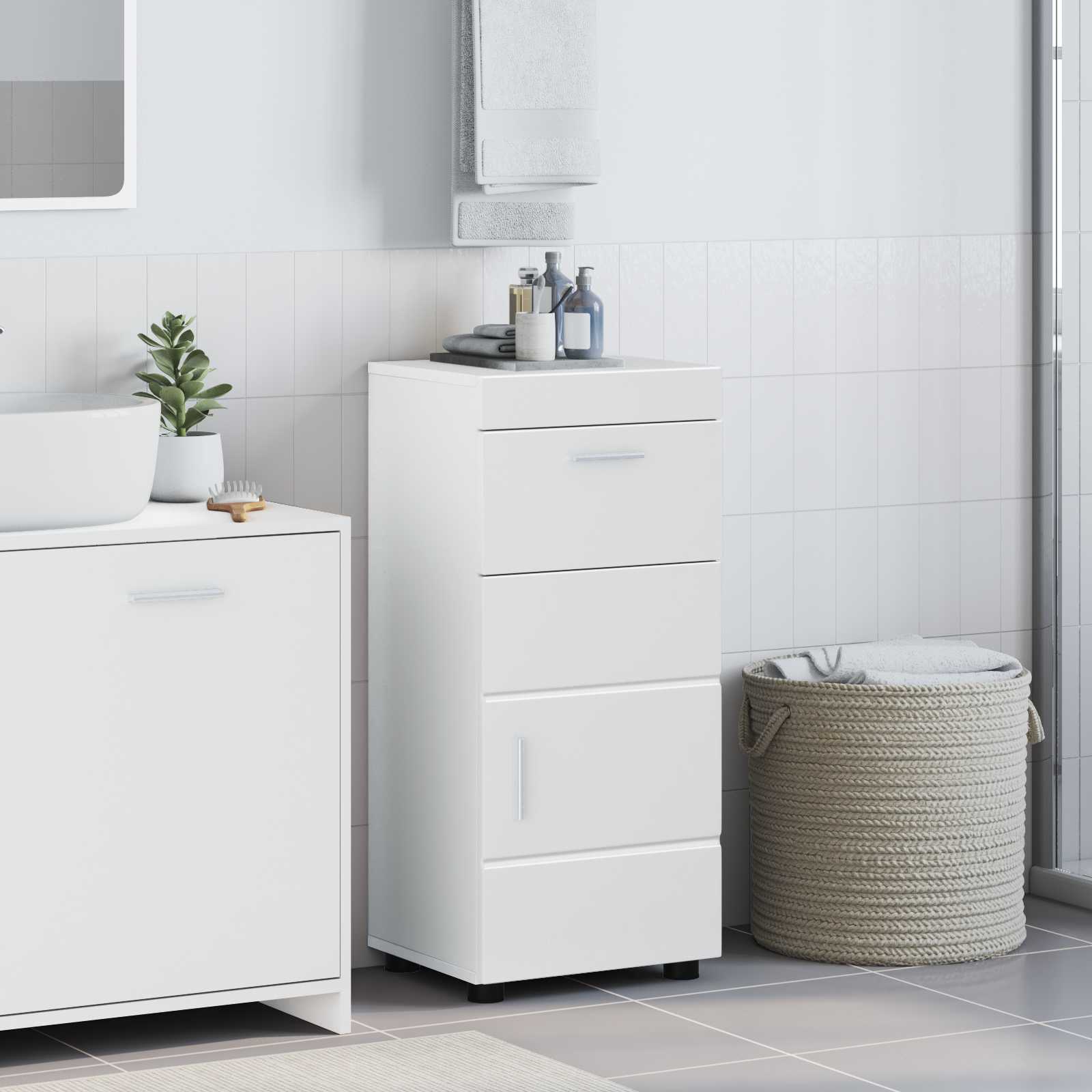vidaXL Badkamer wastafelkast Wit 60 x 34 x 63 cm Bewerkt hout