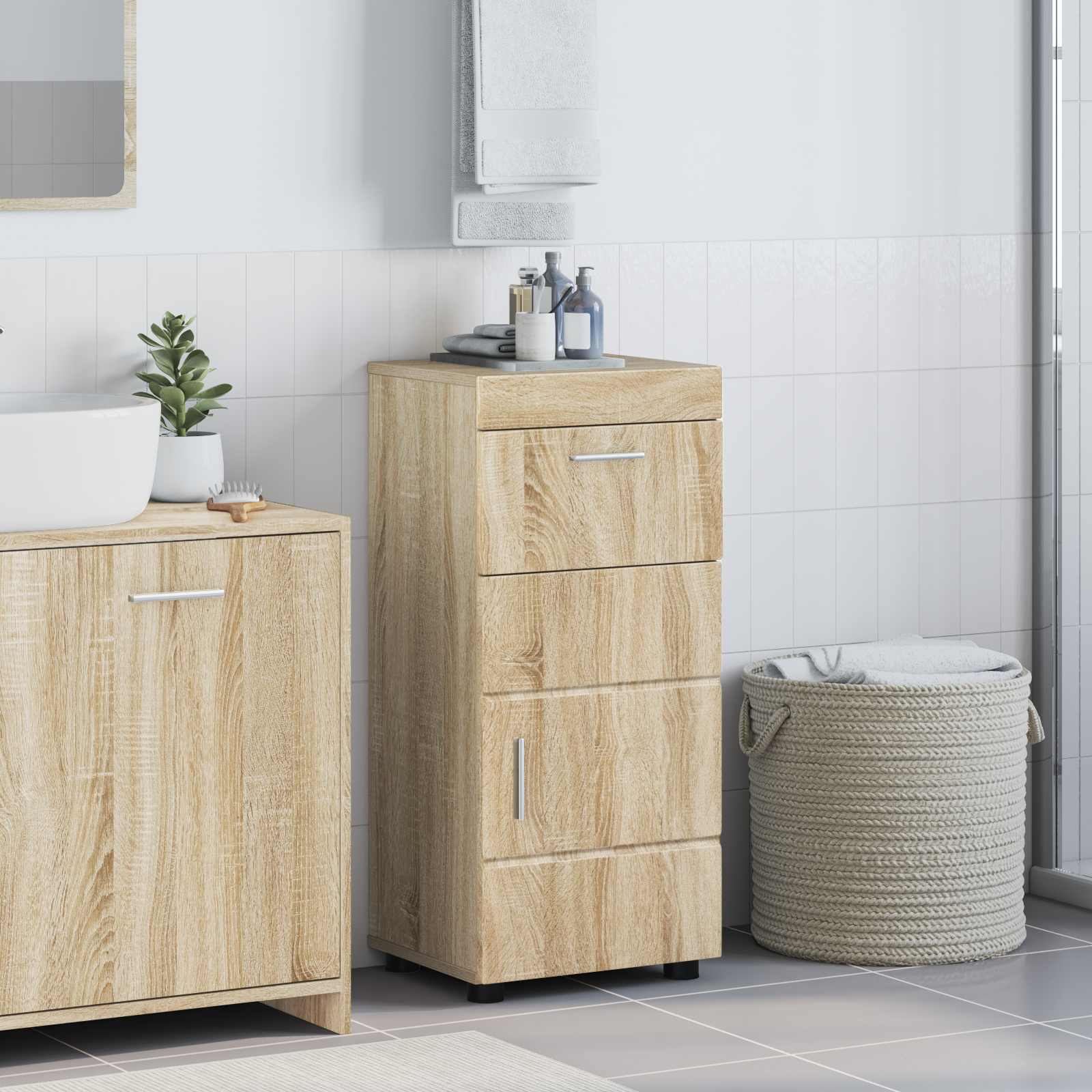 vidaXL Badkamer wastafelkast Wit 60 x 34 x 63 cm Bewerkt hout