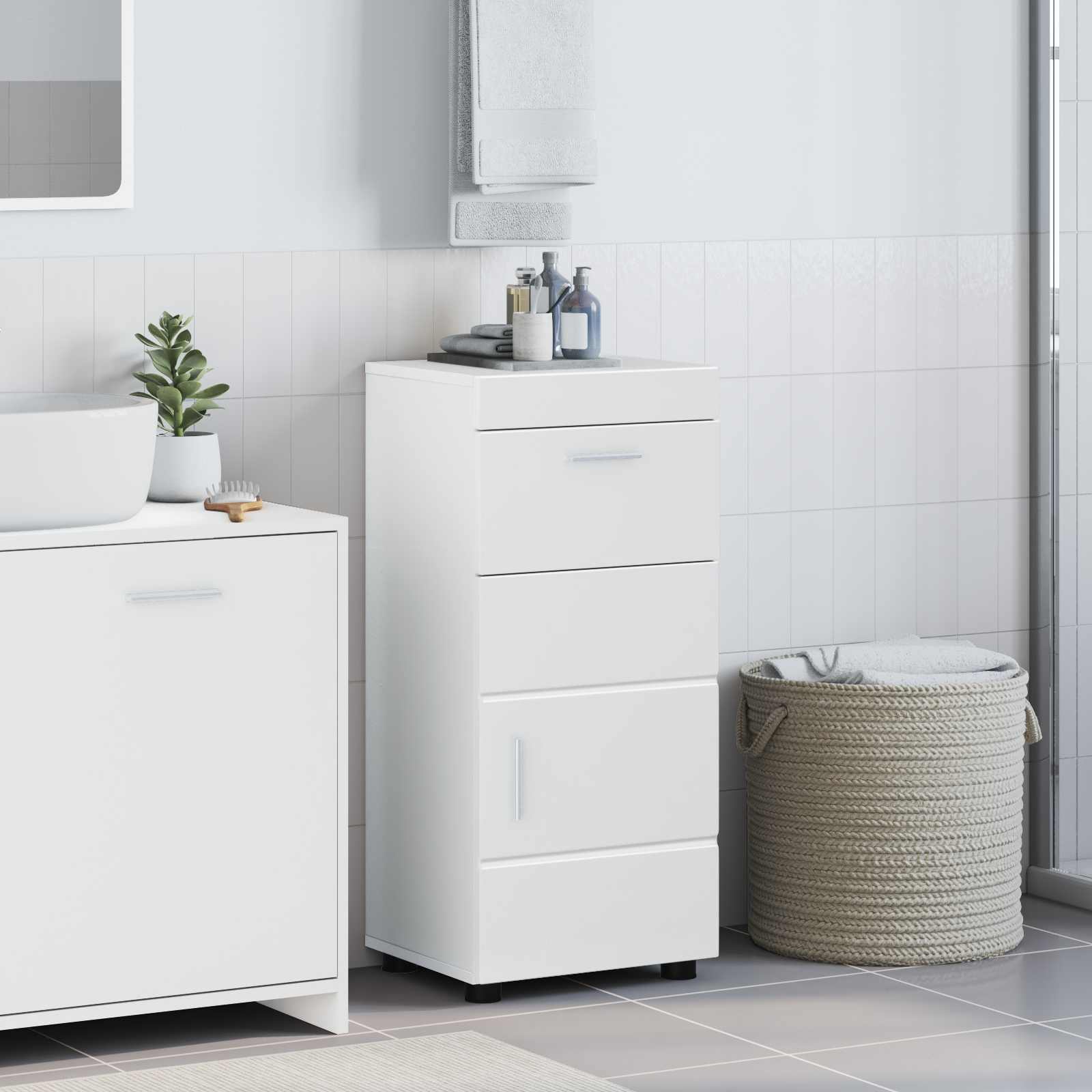 vidaXL Badkamer wastafelkast Wit 60 x 34 x 63 cm Bewerkt hout