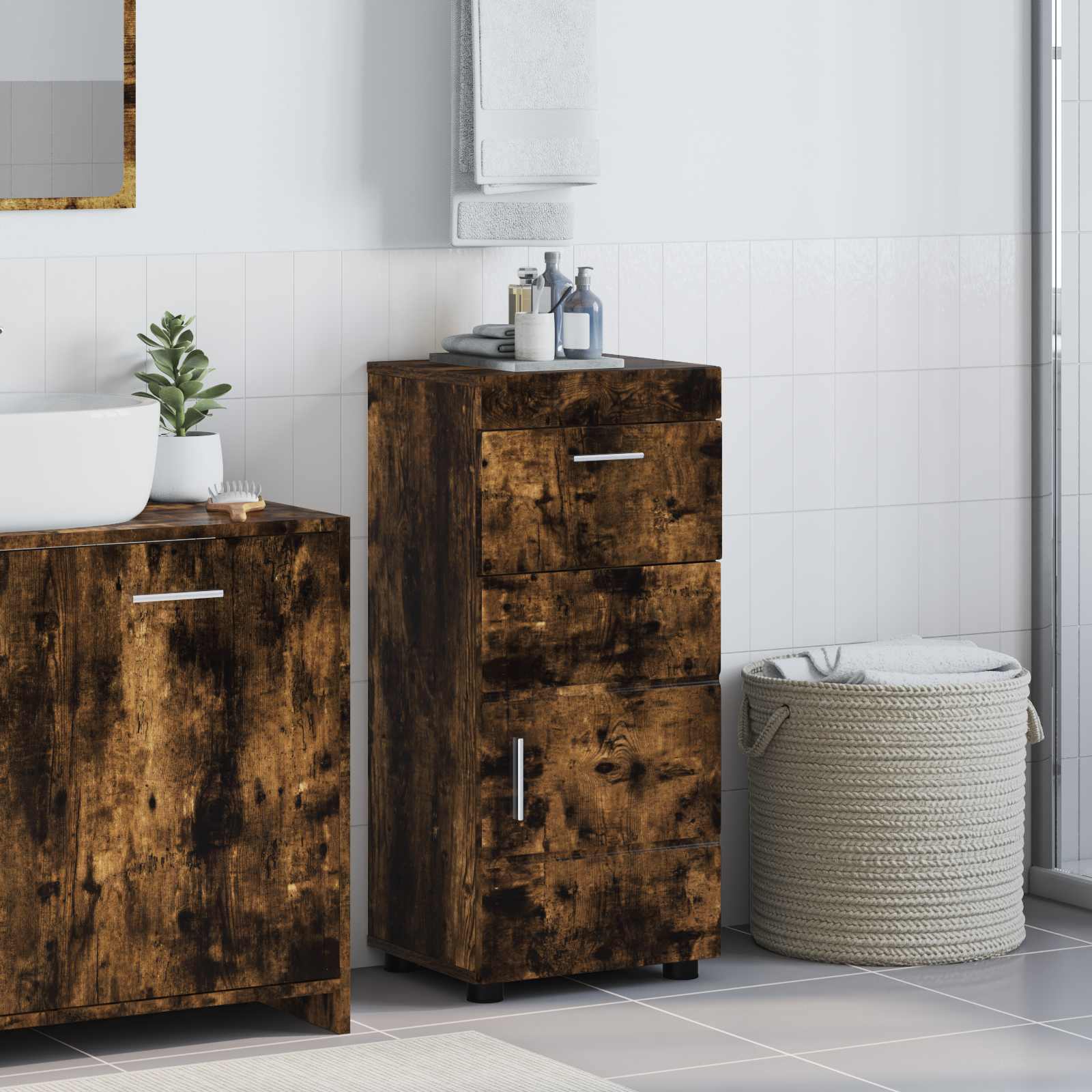 vidaXL Badkamer wastafelkast Wit 60 x 34 x 63 cm Bewerkt hout