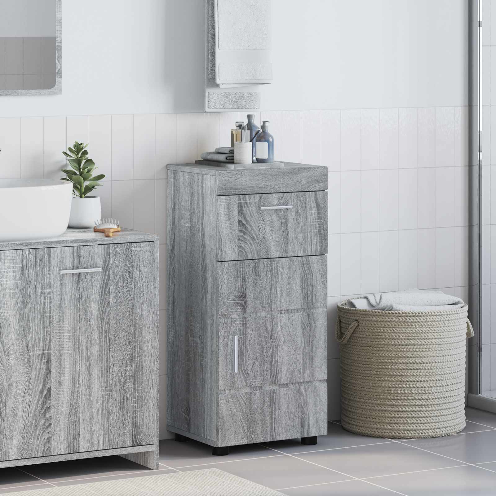 vidaXL Badkamer wastafelkast Wit 60 x 34 x 63 cm Bewerkt hout