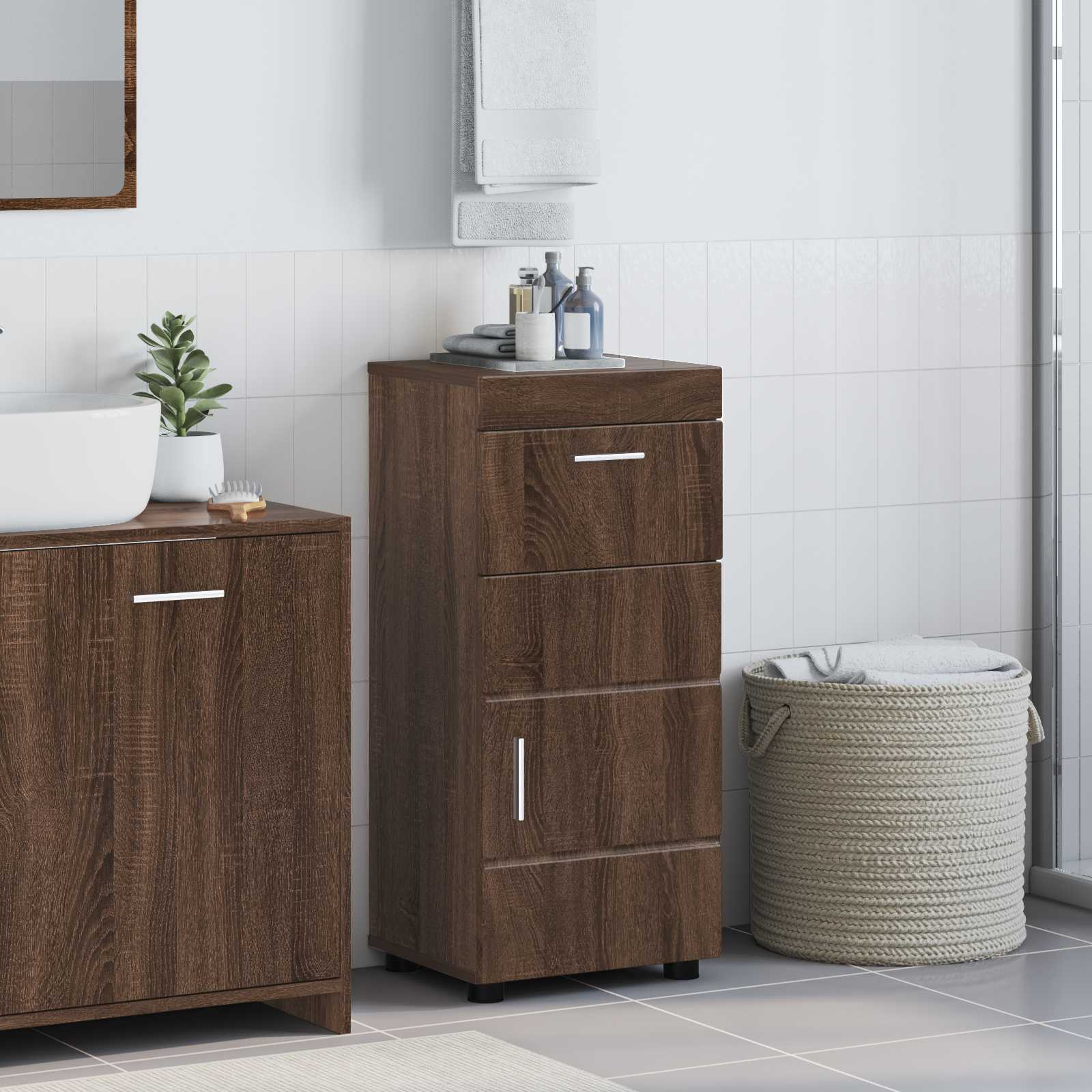 vidaXL Badkamer wastafelkast Wit 60 x 34 x 63 cm Bewerkt hout