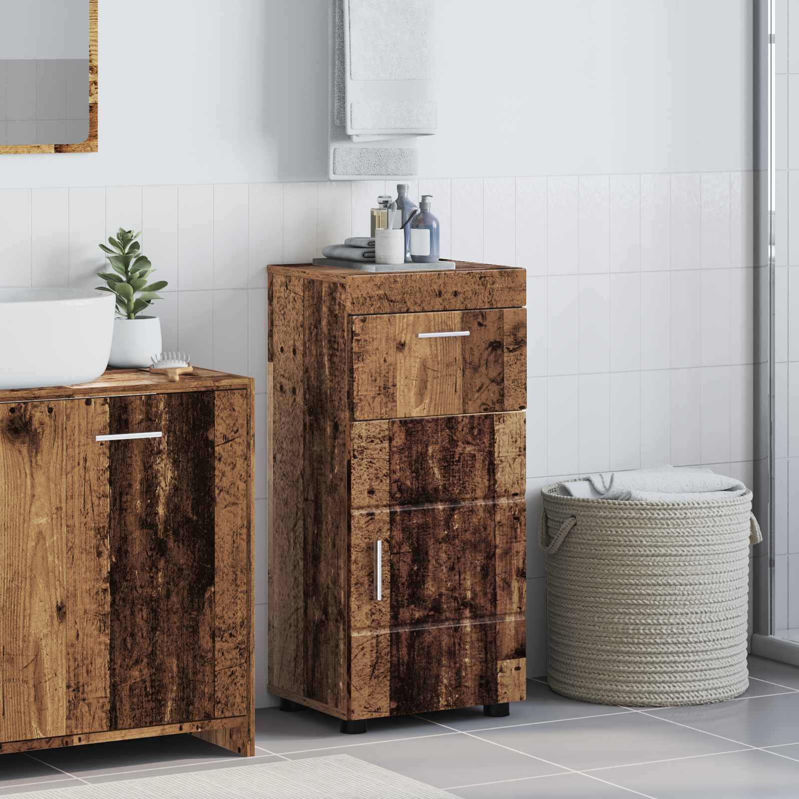 vidaXL Badkamer wastafelkast Wit 60 x 34 x 63 cm Bewerkt hout