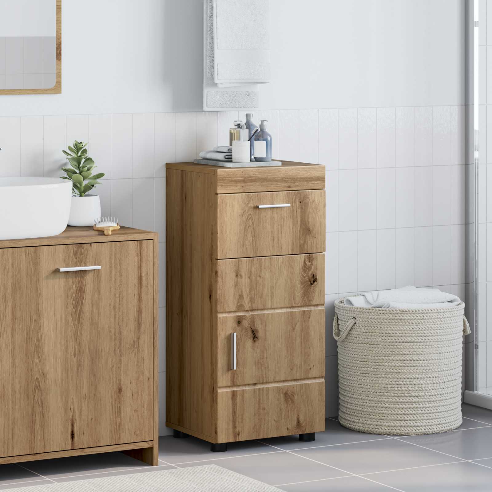 vidaXL Badkamer wastafelkast Wit 60 x 34 x 63 cm Bewerkt hout