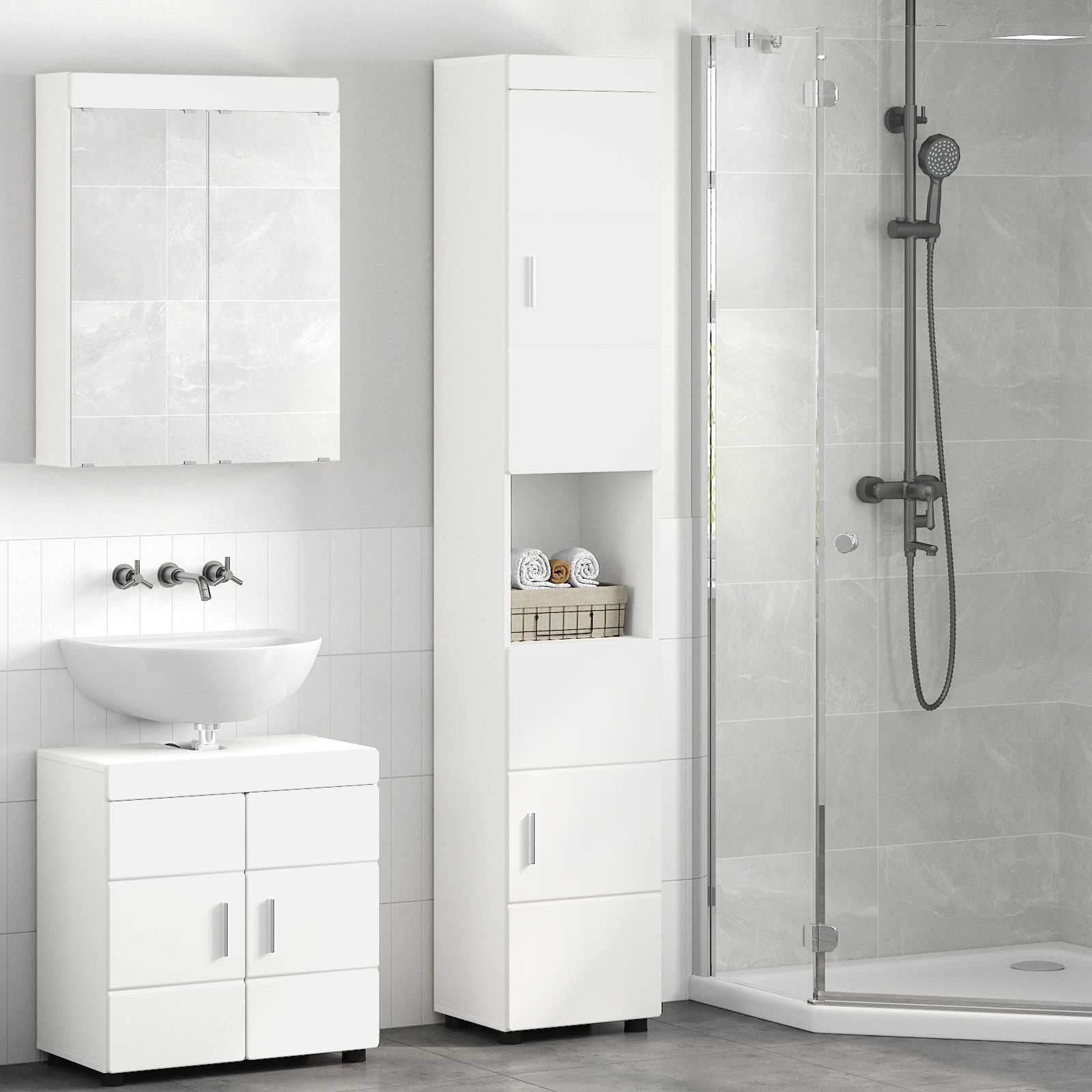 vidaXL Badkamer wastafelkast Wit 60 x 34 x 63 cm Bewerkt hout