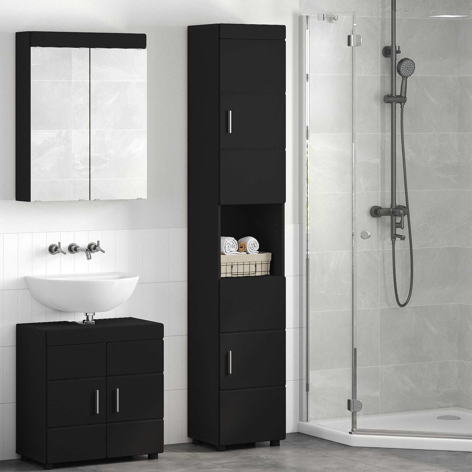 vidaXL Badkamer wastafelkast Wit 60 x 34 x 63 cm Bewerkt hout