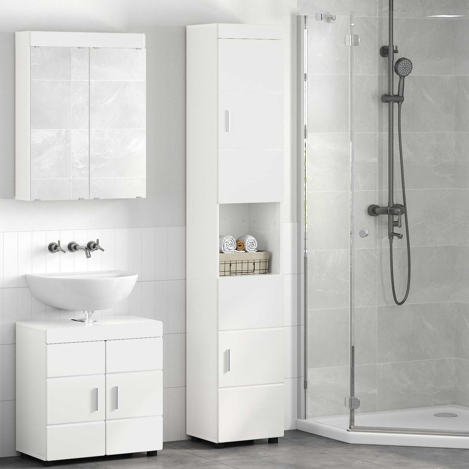 vidaXL Badkamer wastafelkast Wit 60 x 34 x 63 cm Bewerkt hout
