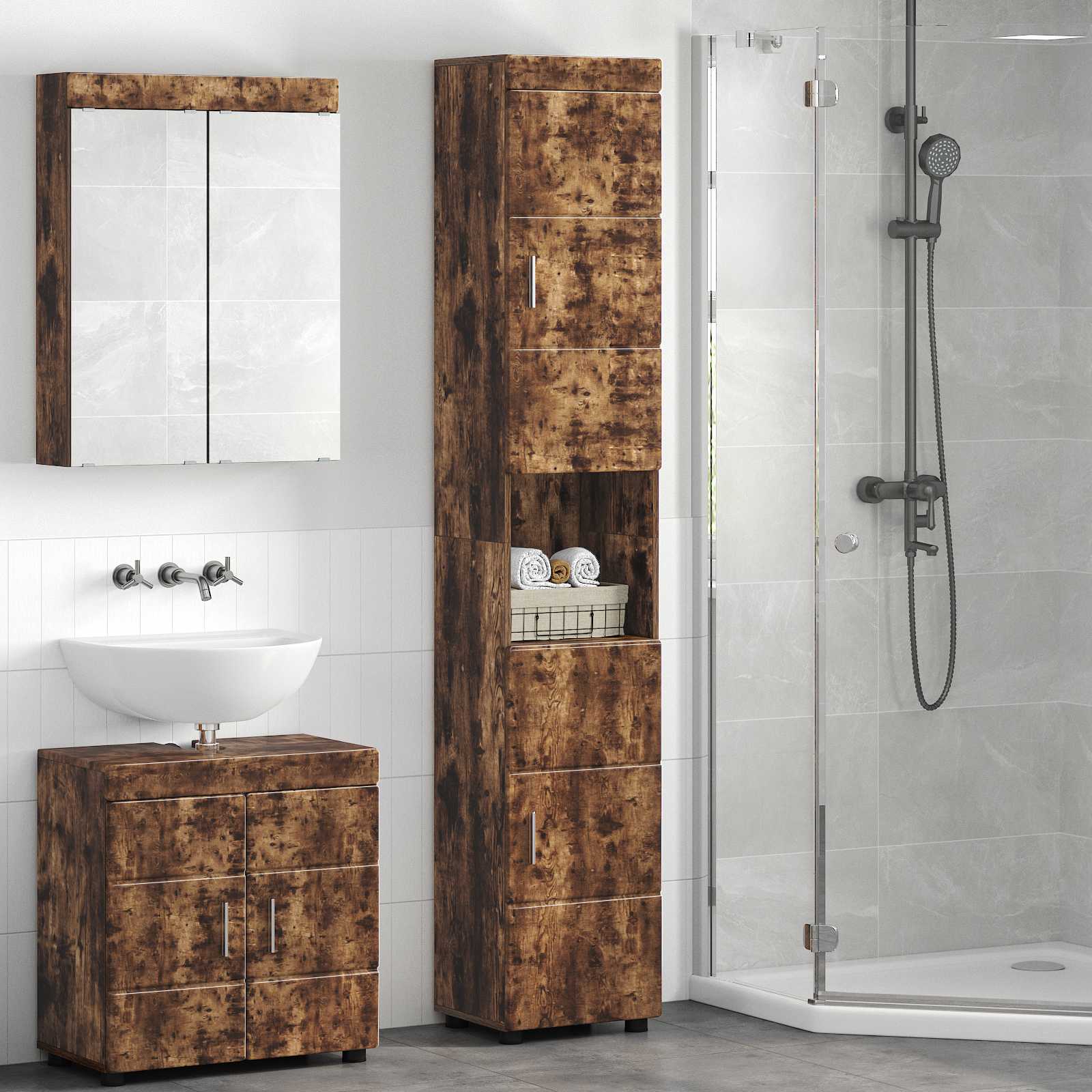 vidaXL Badkamer wastafelkast Wit 60 x 34 x 63 cm Bewerkt hout