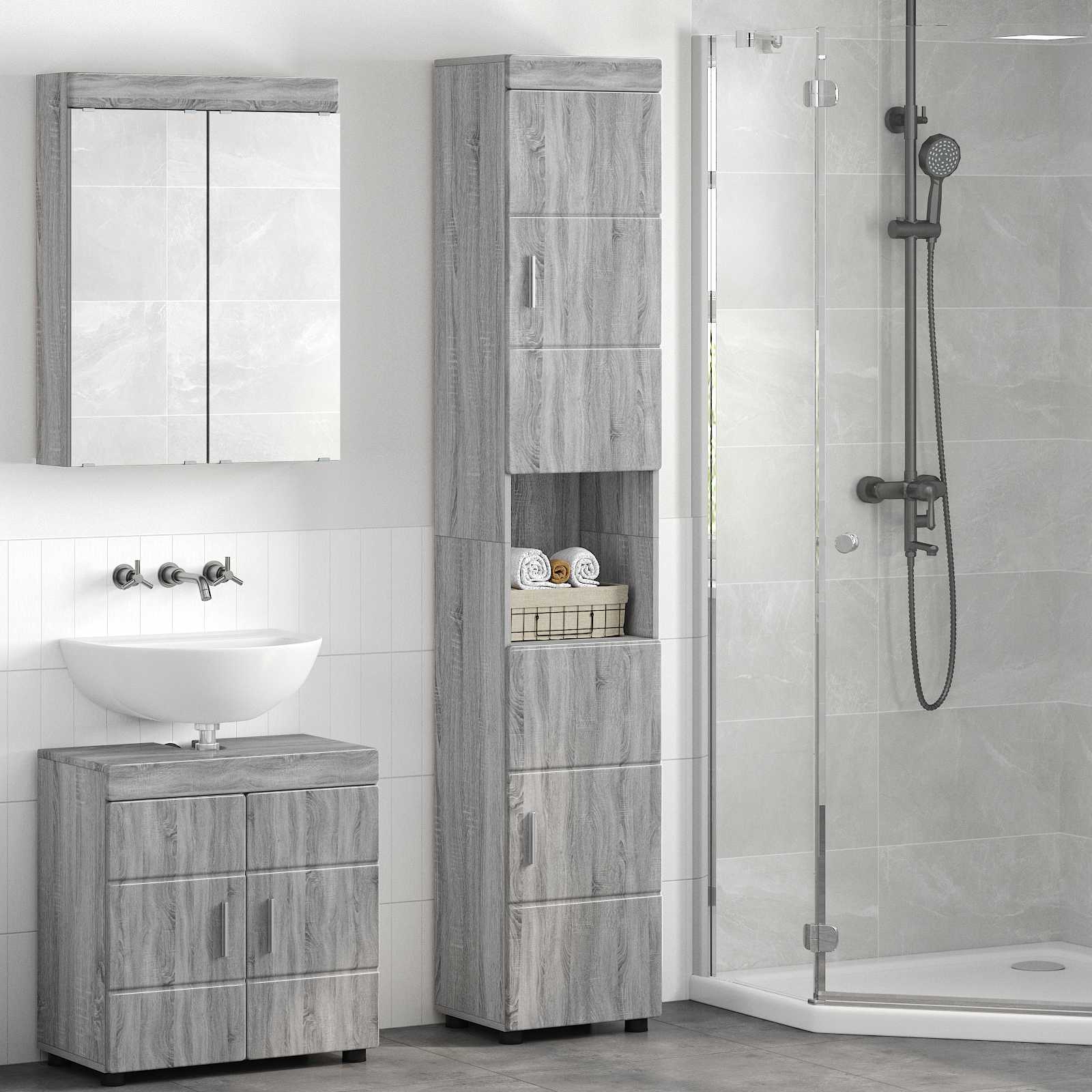 vidaXL Badkamer wastafelkast Wit 60 x 34 x 63 cm Bewerkt hout