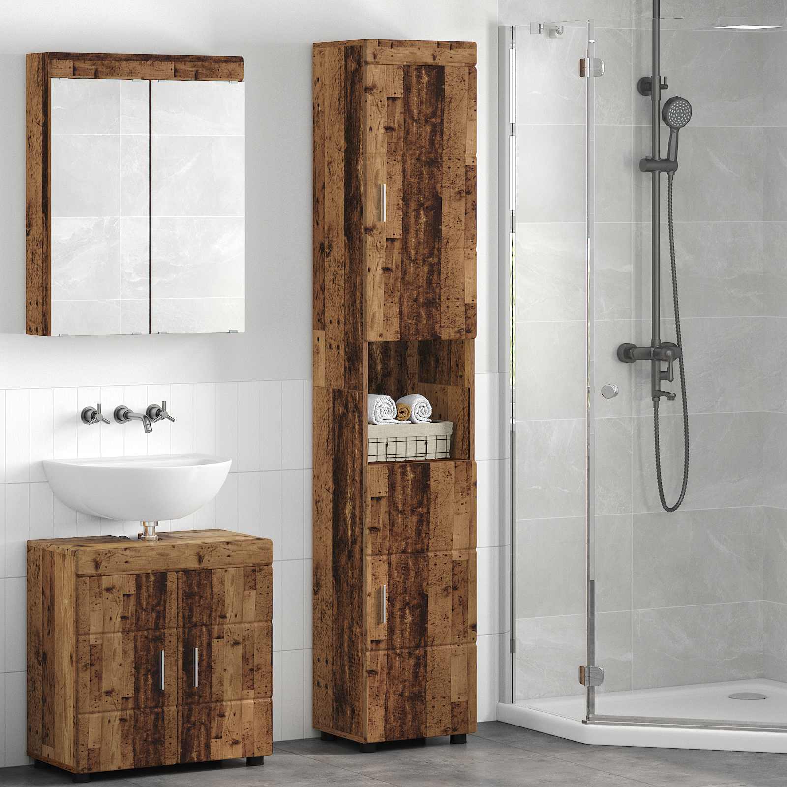 vidaXL Badkamer wastafelkast Wit 60 x 34 x 63 cm Bewerkt hout