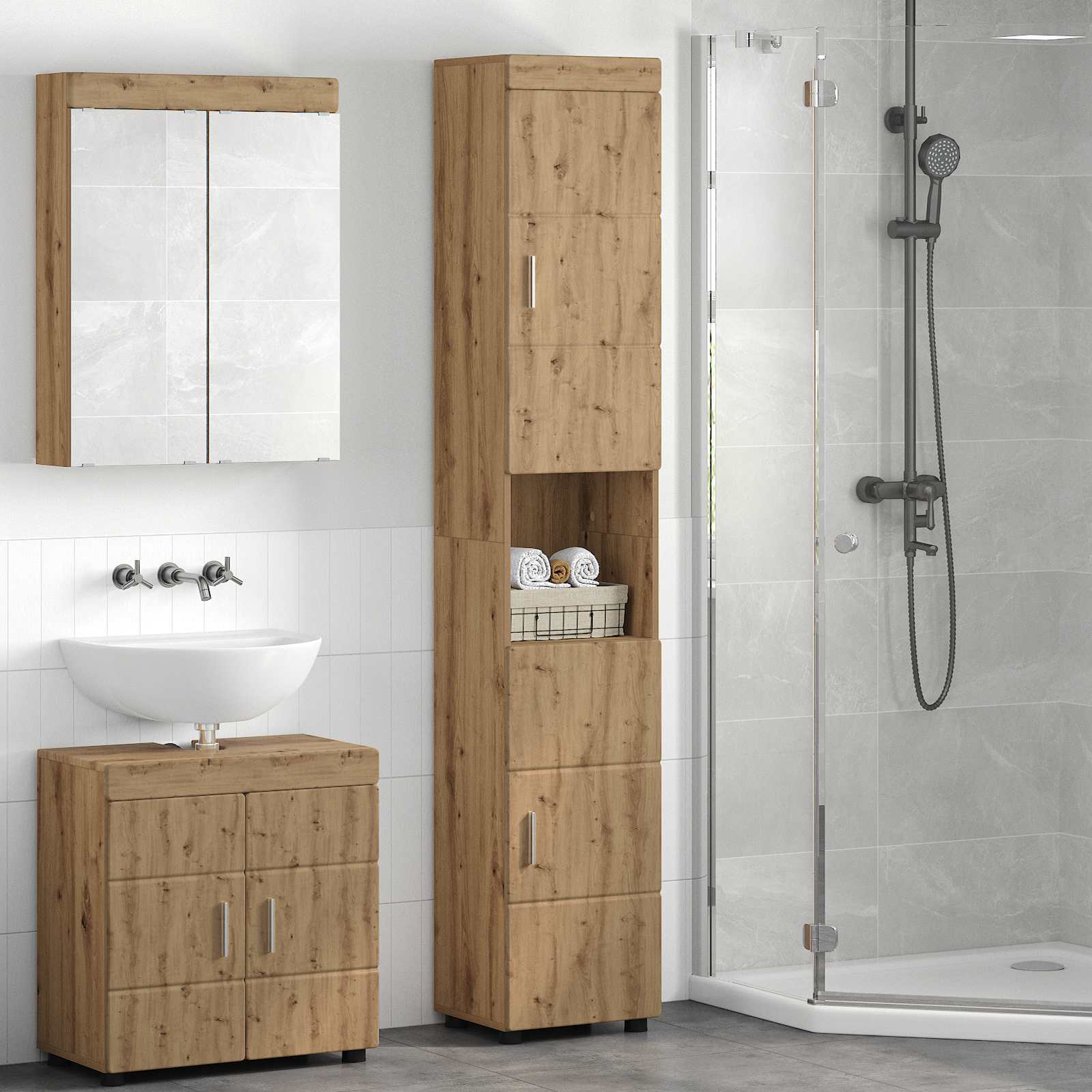 vidaXL Badkamer wastafelkast Wit 60 x 34 x 63 cm Bewerkt hout