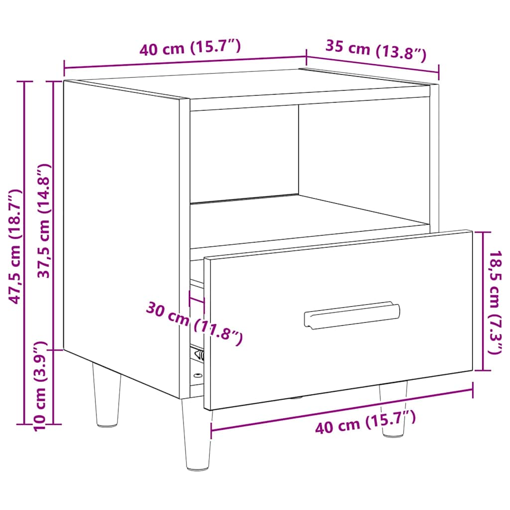 vidaXL Nachtkastjes 2 st 40x35x47 cm hoogglans wit