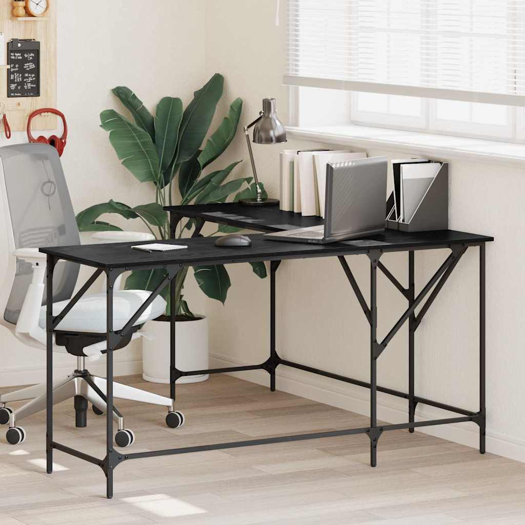 vidaXL Bureau 149x149x75 cm bewerkt hout gerookt eikenkleurig